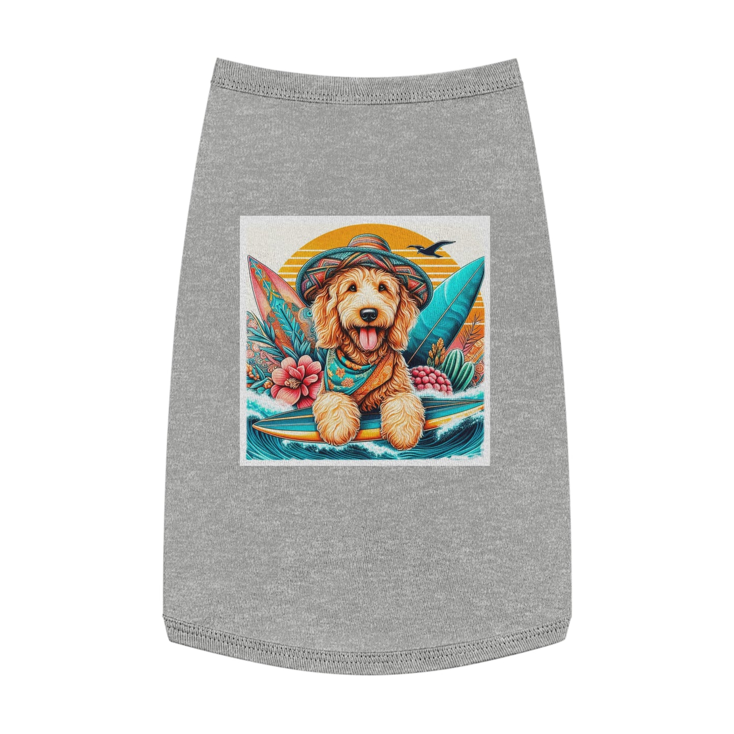Pet Tank Golden Doodle pretty with flowers shirt Pets Printify L Heather