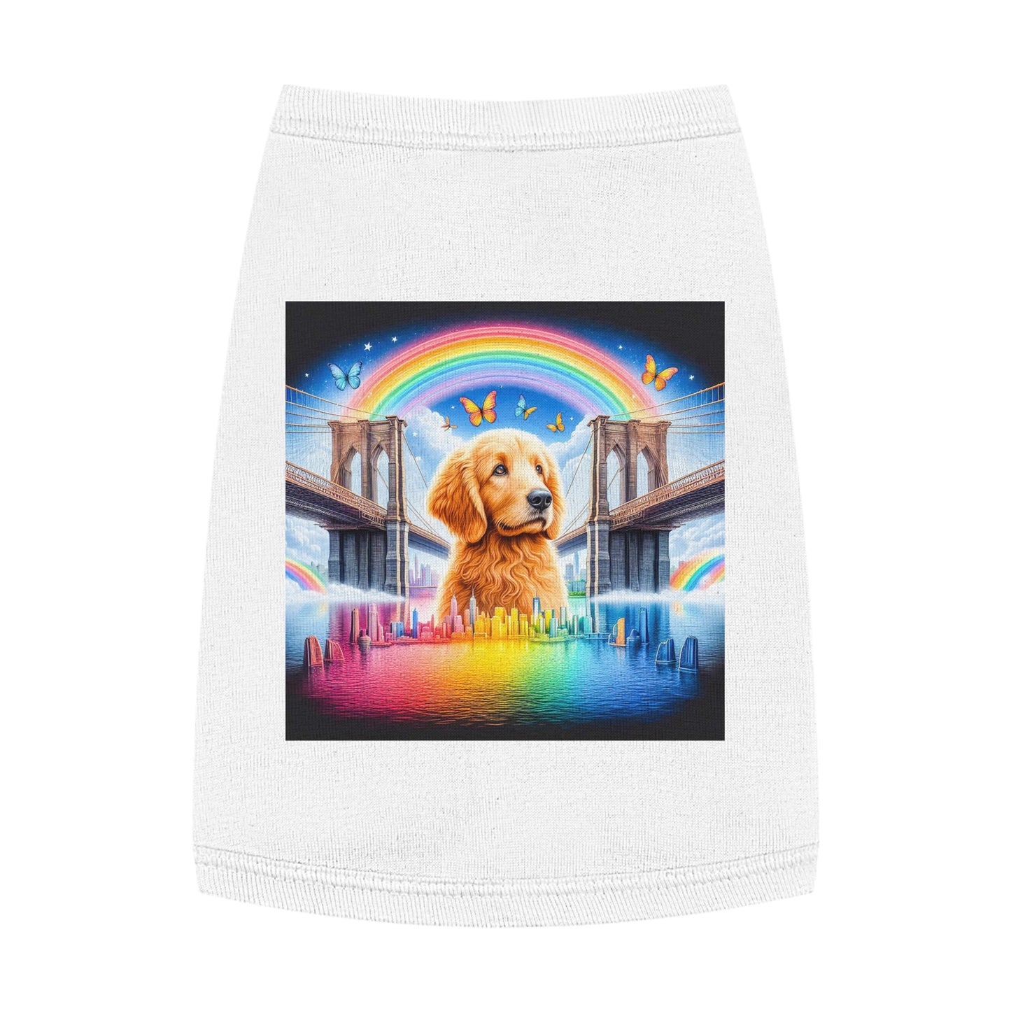 Pet Tank Golden Doodle rainbow bridge Pets Printify M White