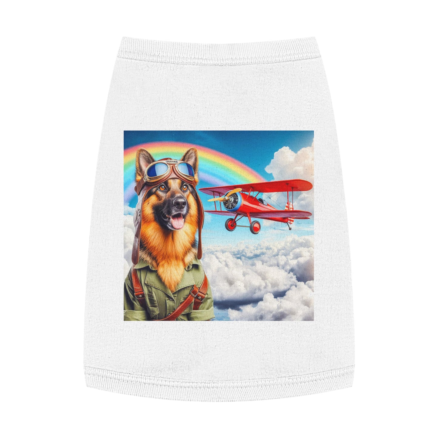 German Shepherd airplane pilot shirt Pets Printify M White