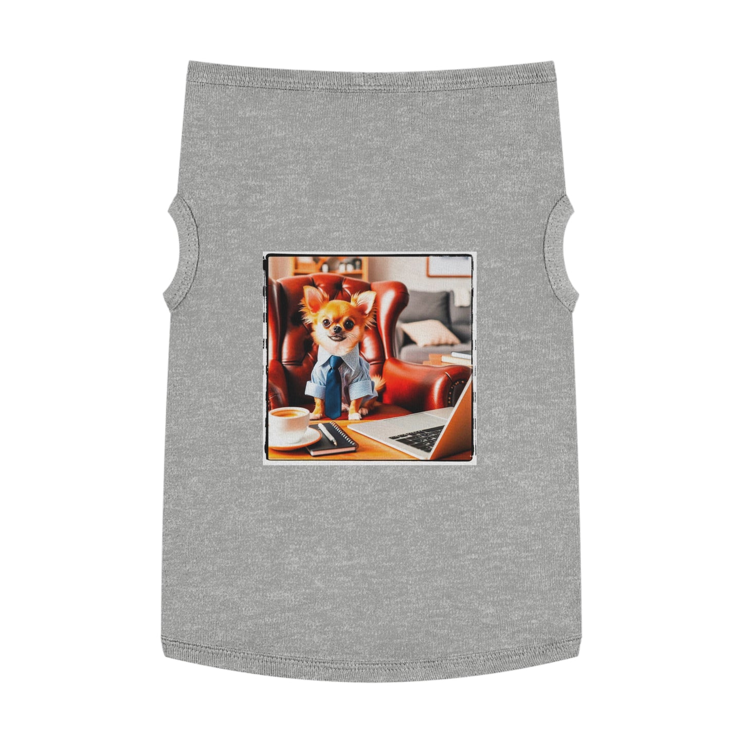 Pet Tank Top Chihuahua suit and tie t shirt Pets Printify XL Heather