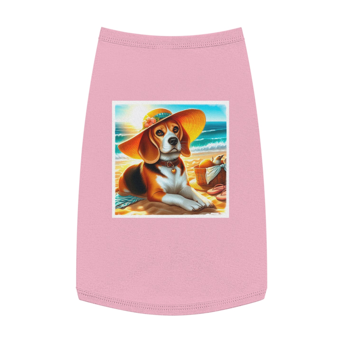 Pet Tank Top Beagle Wearing Sun Hat Pets Printify