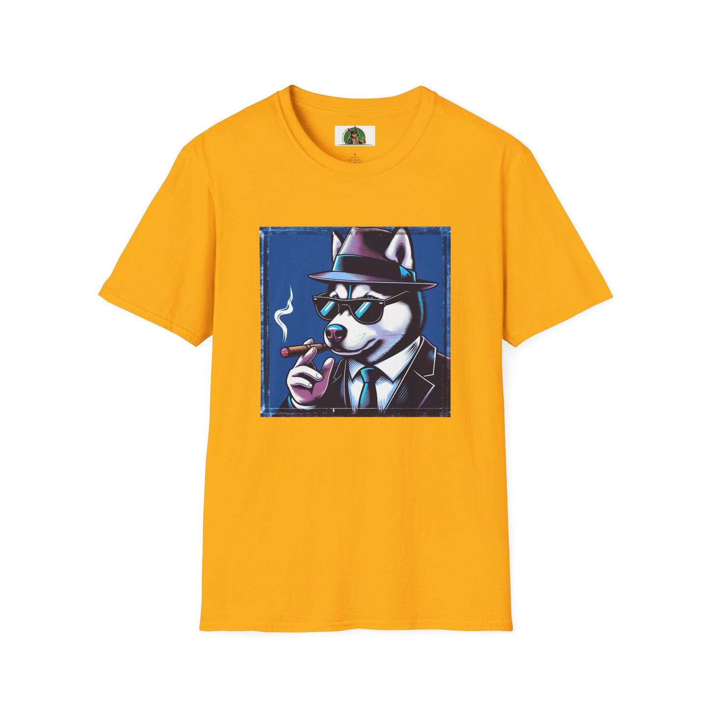 Husky smoking guy T-Shirt Printify S Gold