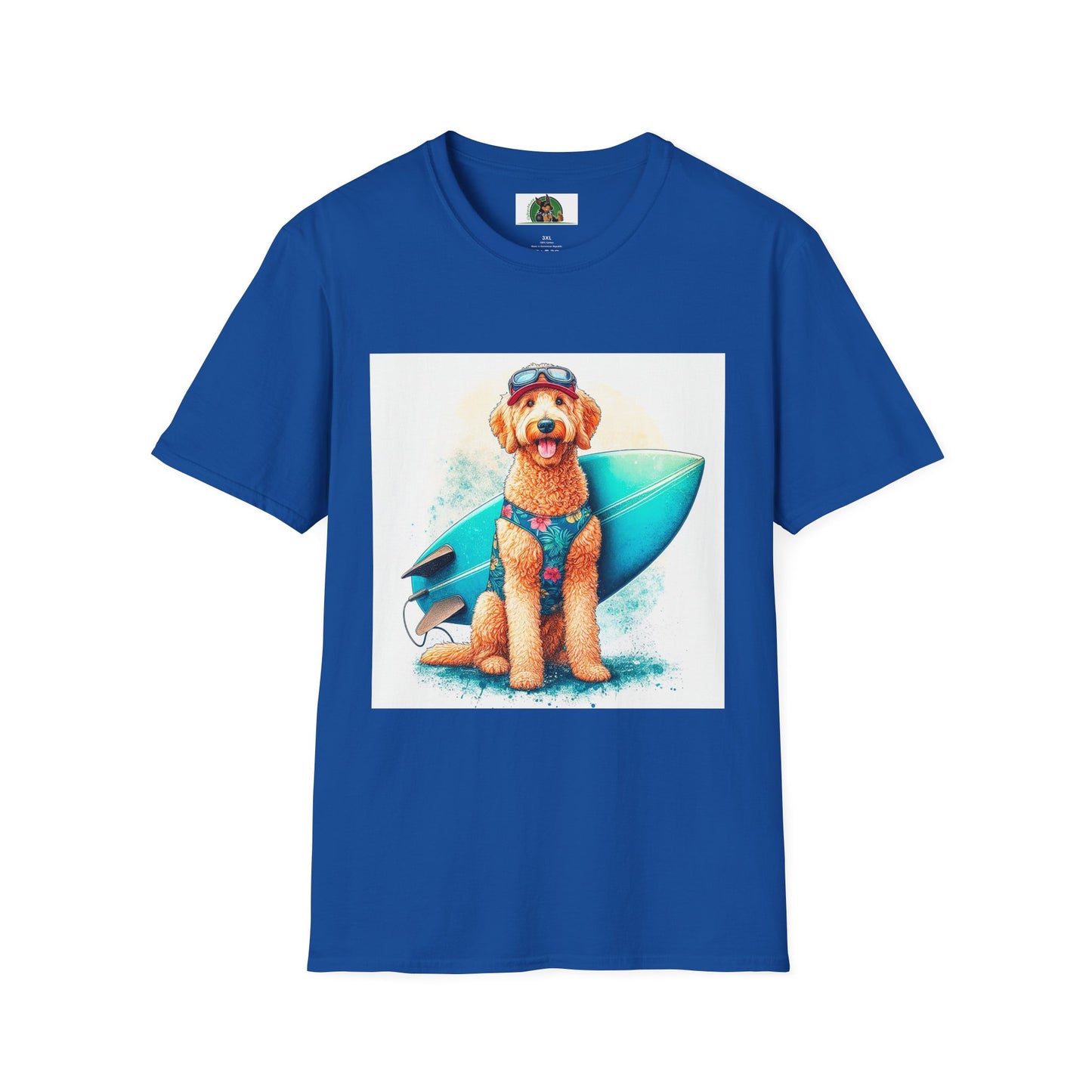 Golden Doodle surfer dude t shirt T-Shirt Printify XS Royal