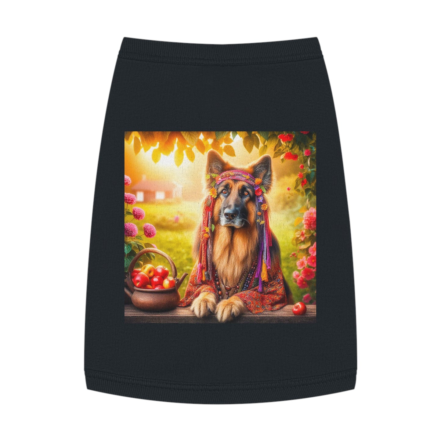 German Shepherd fun hippie Pets Printify M Black