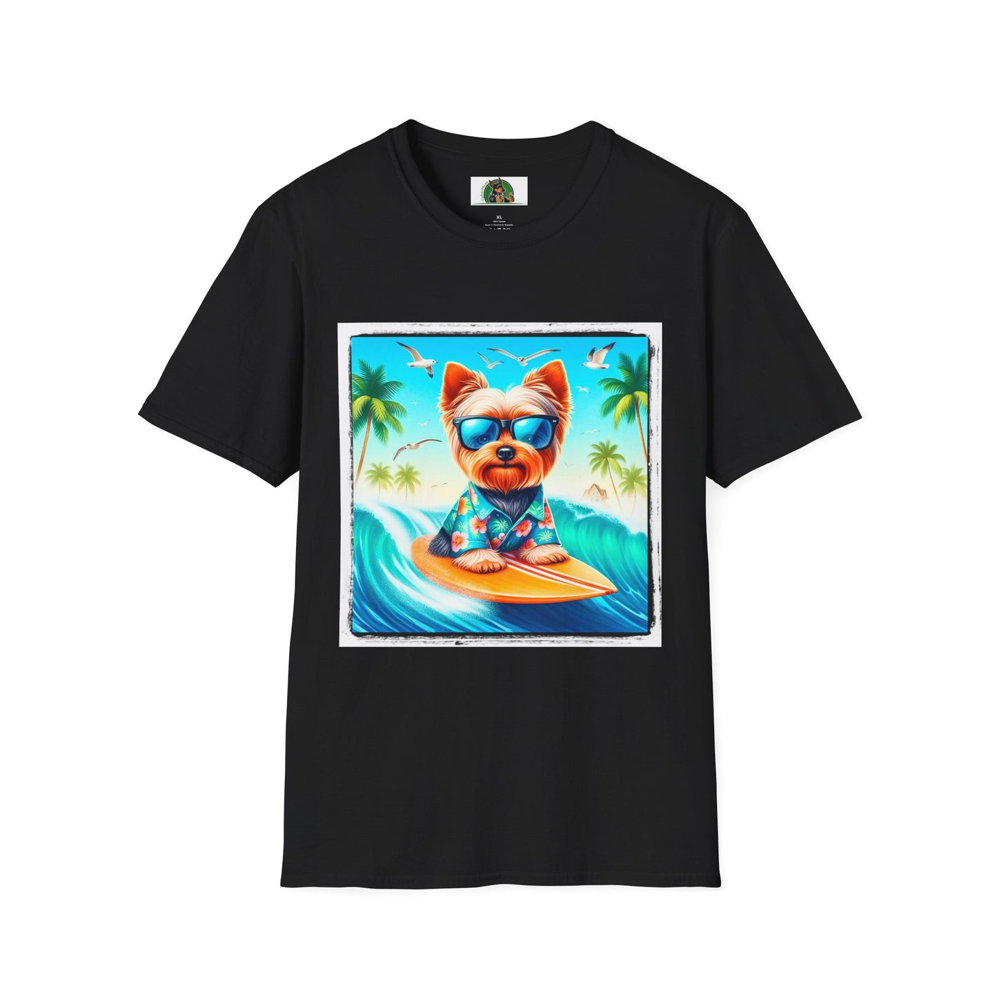 Yorkie blue waves shirt T-Shirt Printify XS Black