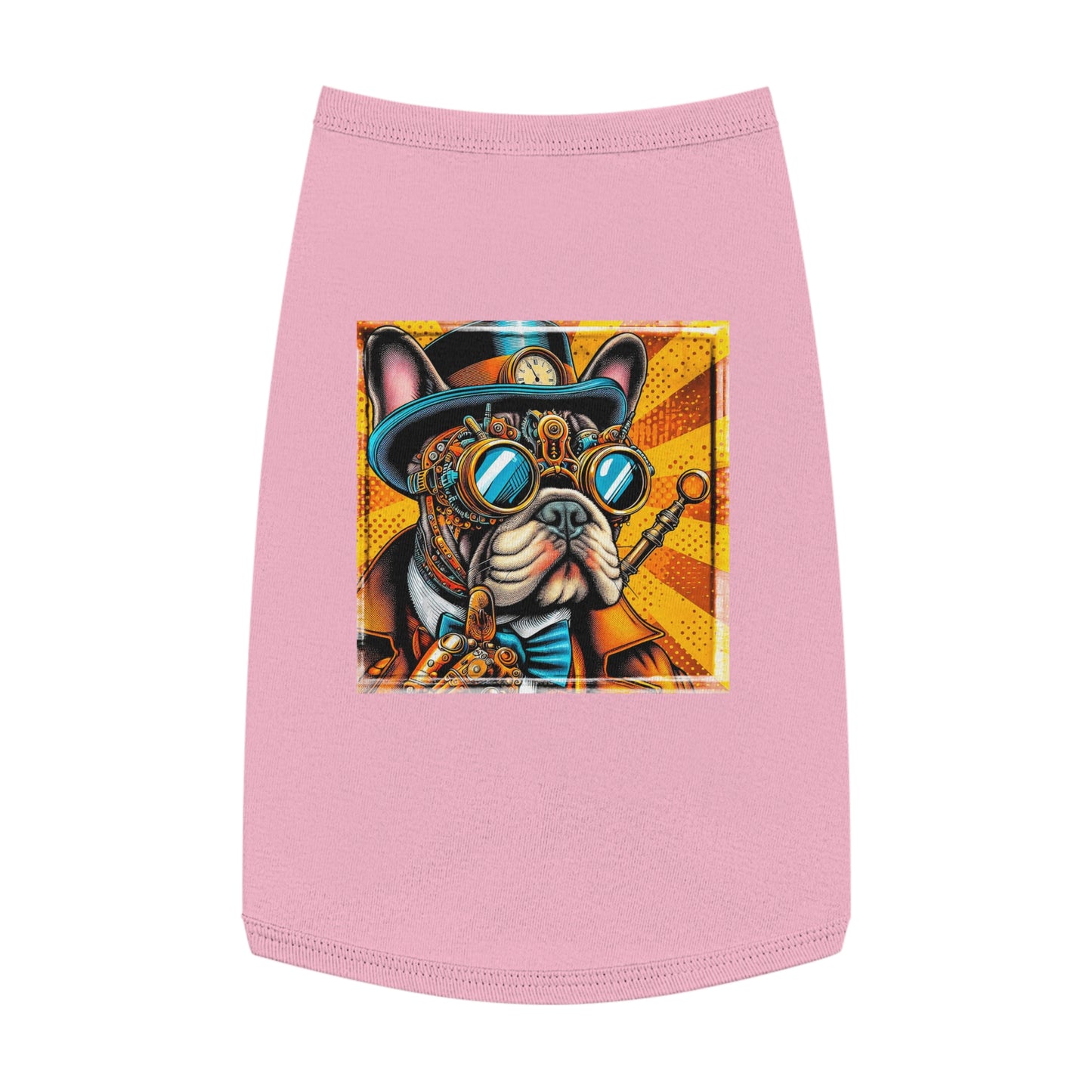 Pet Tank Top French Bulldog steampunk dude t shirt Pets Printify L Pink