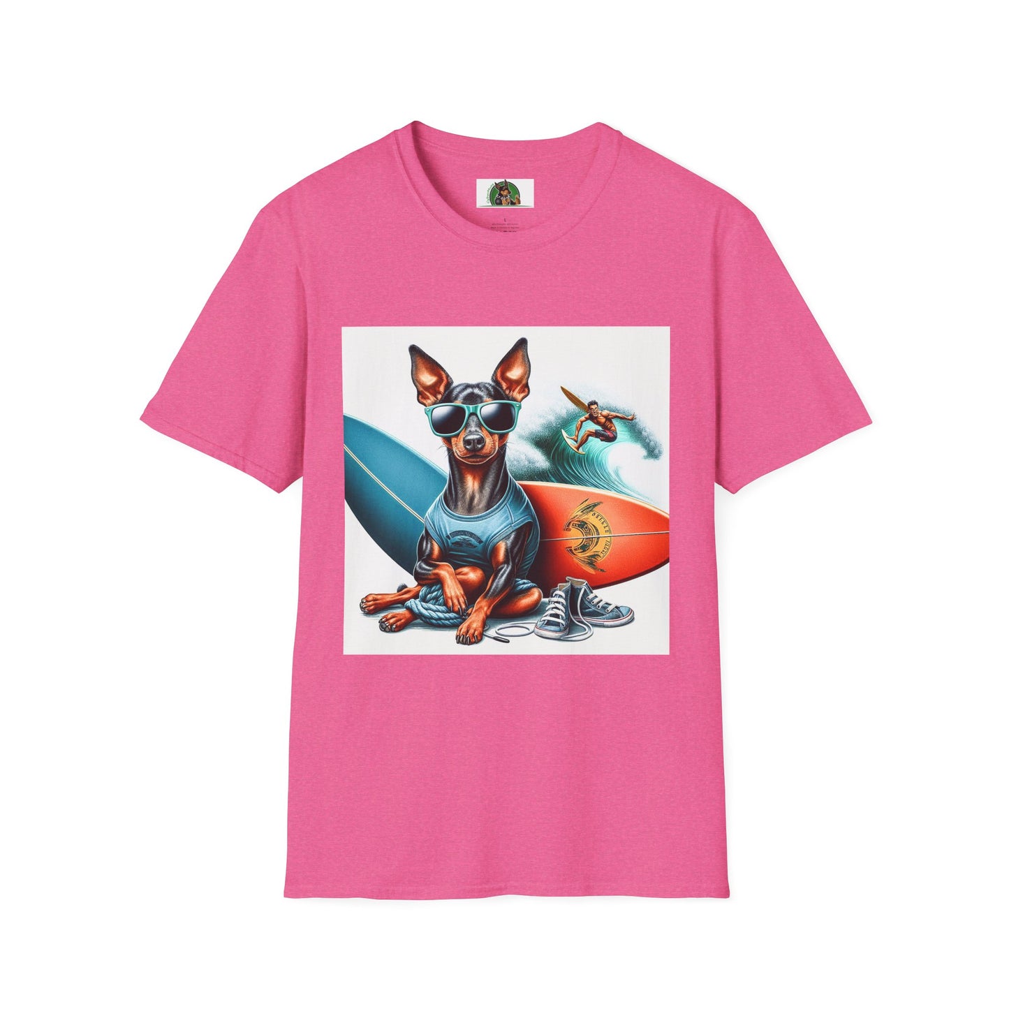 Min Pin T-Shirt surfing boy T-Shirt Printify S Heather Heliconia