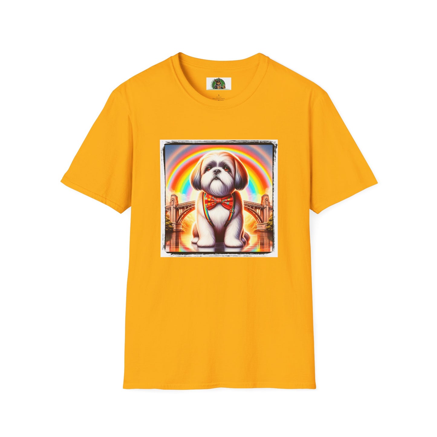 Shih Tzu rainbow shirt. T-Shirt Printify S Gold