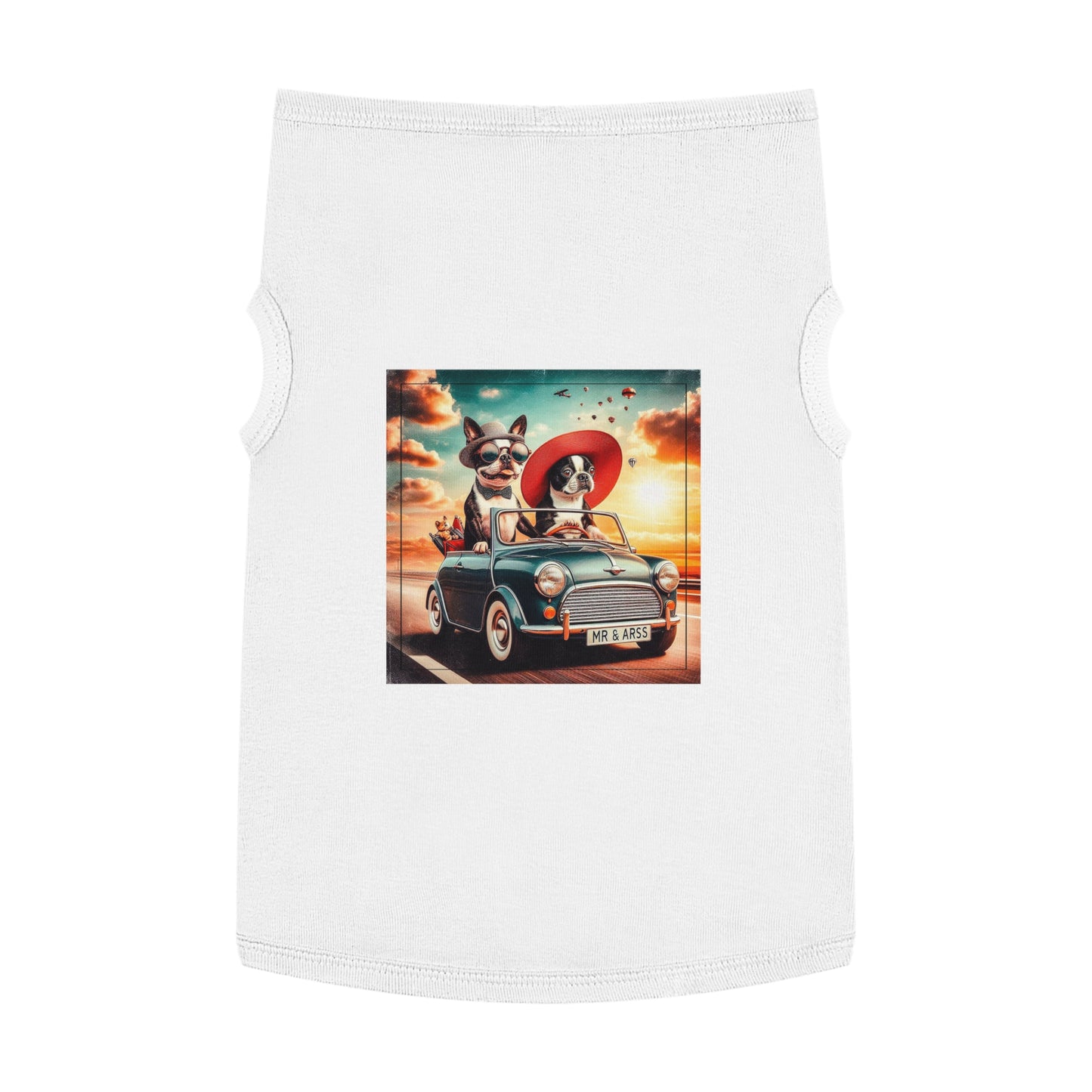 Wacky Boston Terrier Dog Driving in Car Tank Top For Pet Pets Printify XL White
