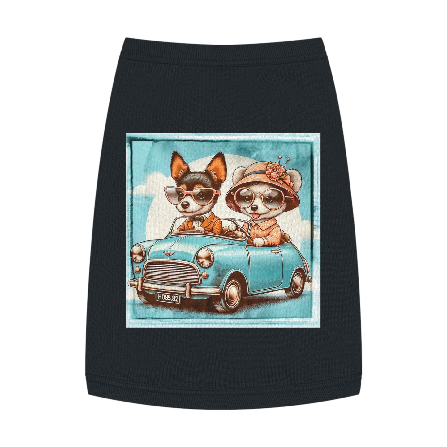Wacky Pet Tank Top Rat Terrier couple driving Pets Printify M Black