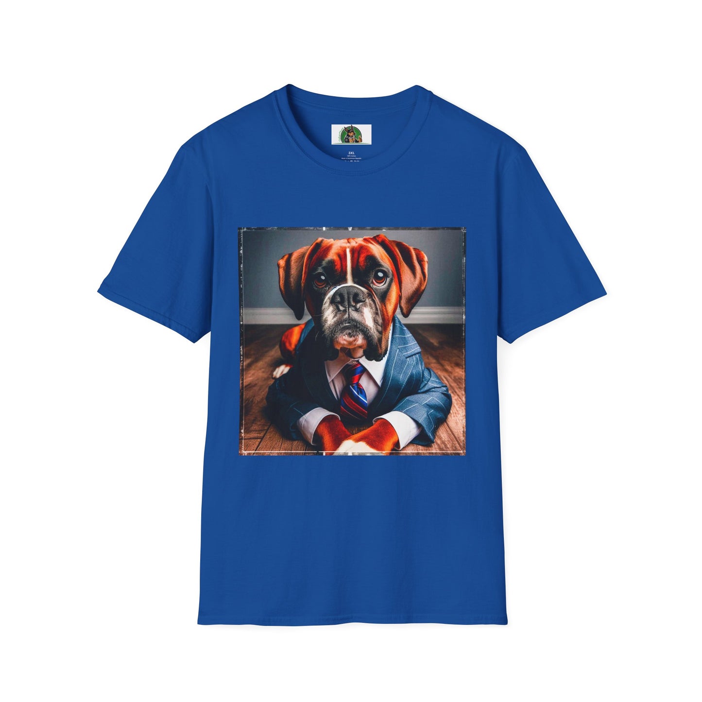 Boxer Dog Wearing Suit TShirt T-Shirt Printify XS Royal