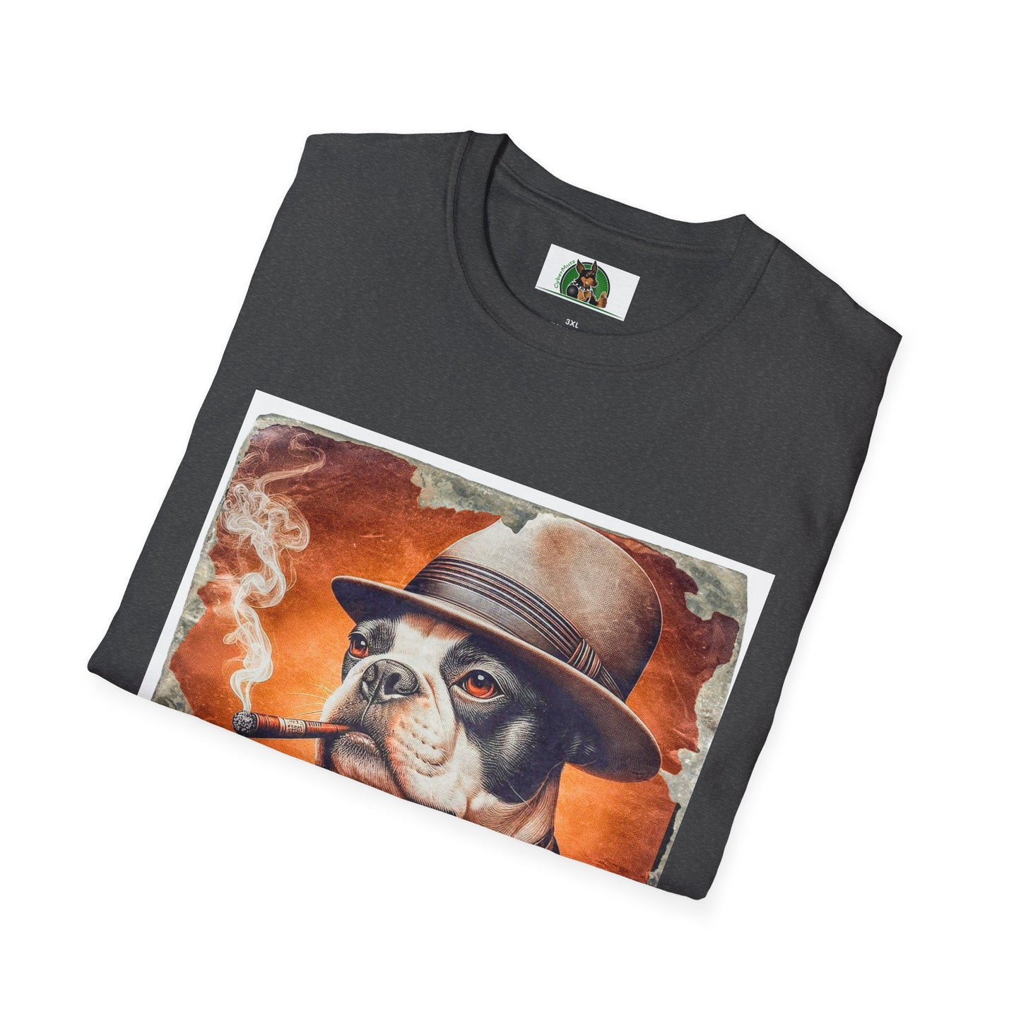 Boston Terrier Smoking T-Shirt T-Shirt Printify