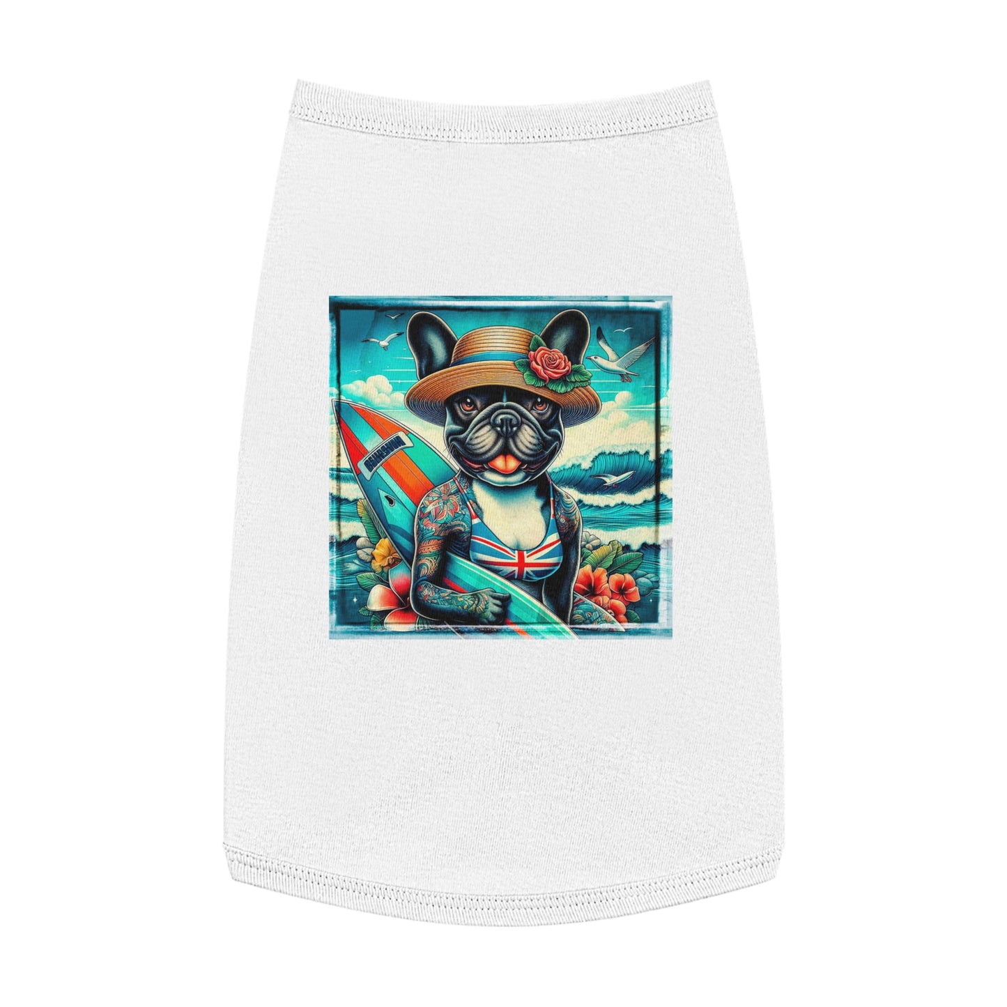 Pet Tank Top French Bulldog beach beauty t shirt Pets Printify L White
