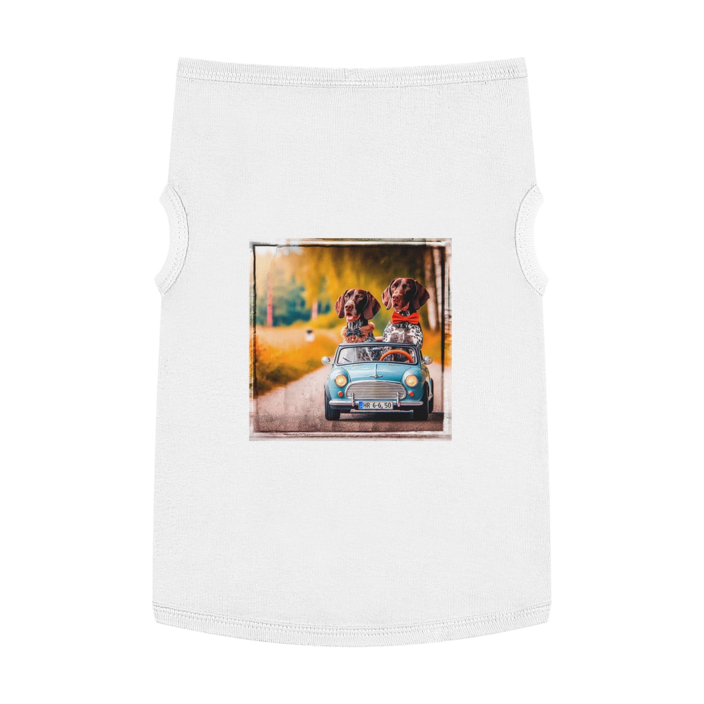 Wacky Pet Tank Top German Shorthaired Pointer tiny car driving t shirt Pets Printify XL White