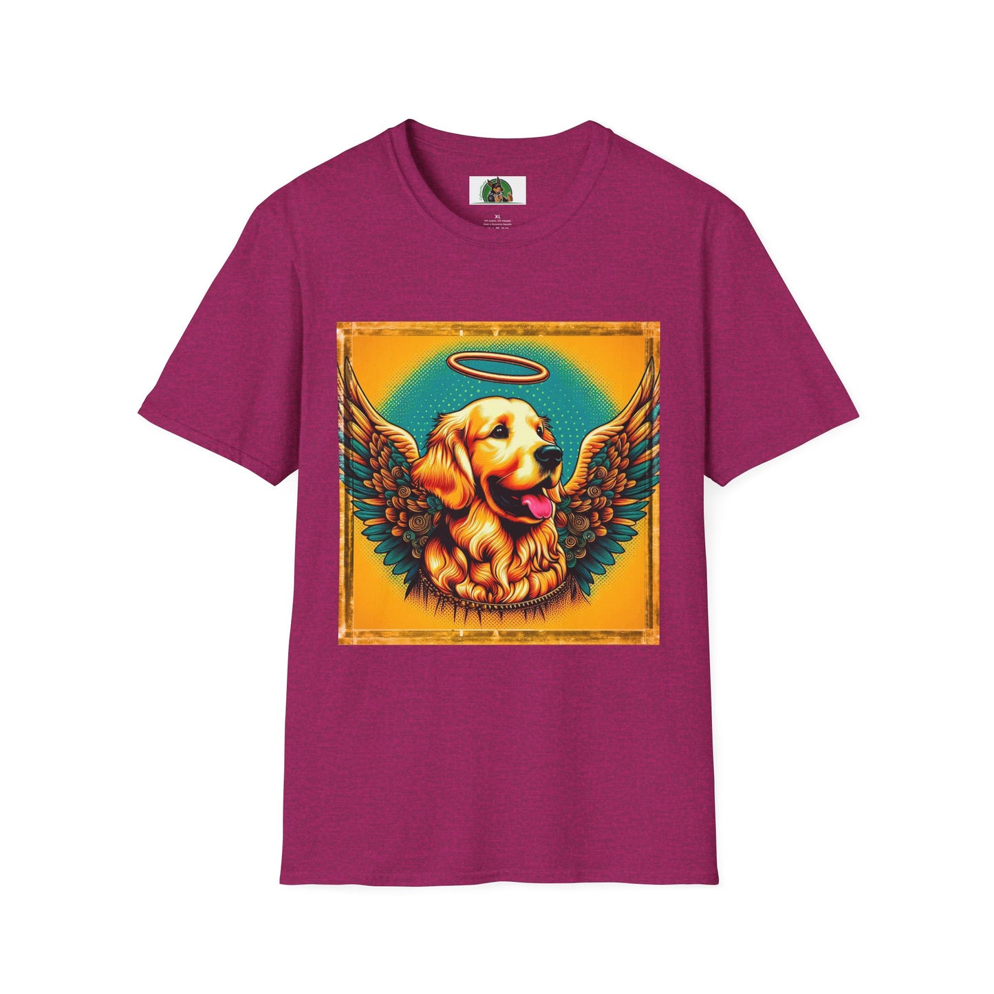 Golden Retriever glowing Angel t shirt T-Shirt Printify S Antique Heliconia