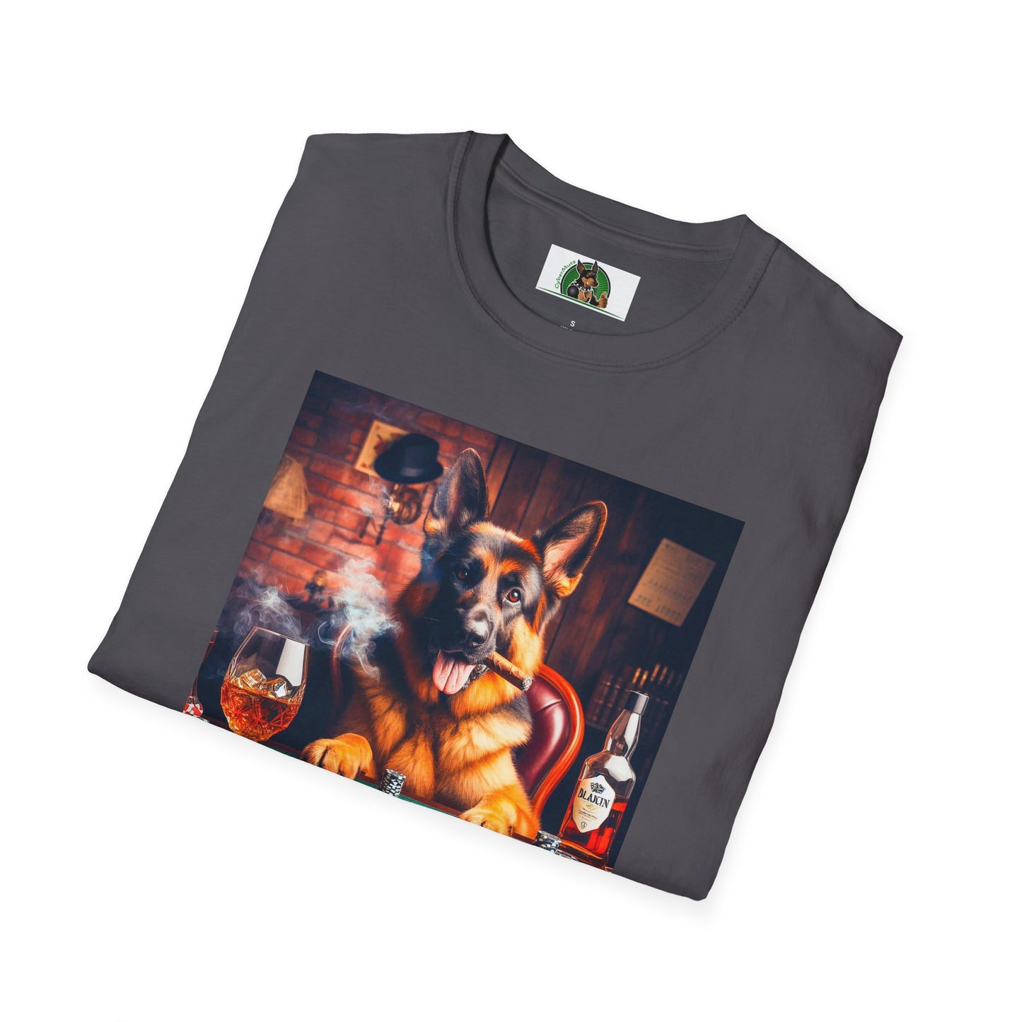 German Shepherd smoking a cigar shirt T-Shirt Printify