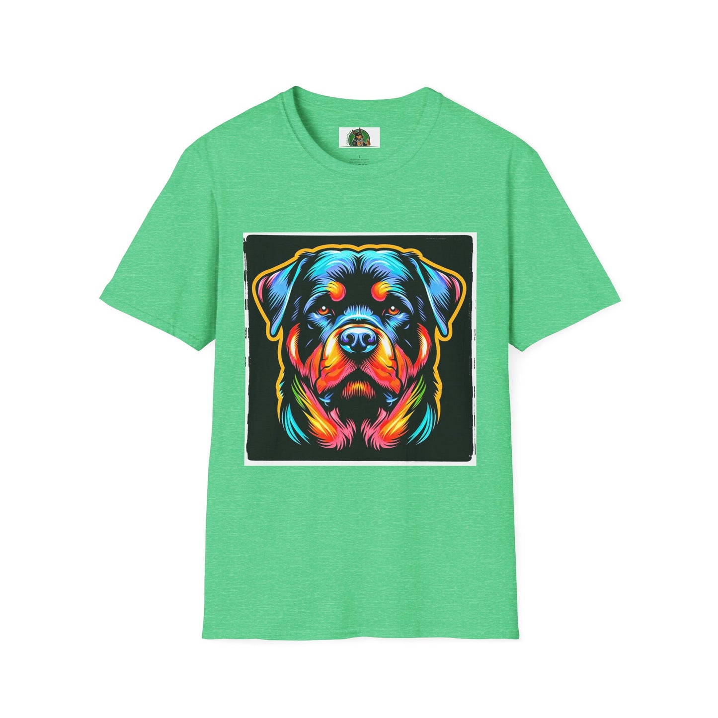 Rottweiler colorful puppy shirt T-Shirt Printify S Heather Irish Green