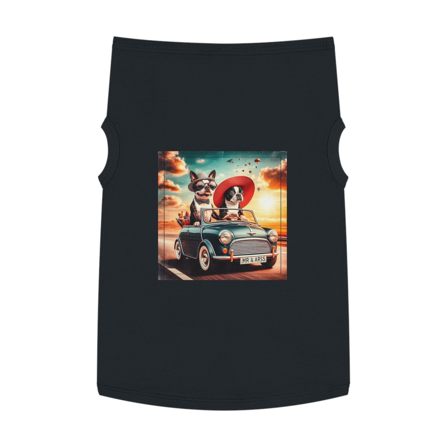Wacky Boston Terrier Dog Driving in Car Tank Top For Pet Pets Printify XL Black
