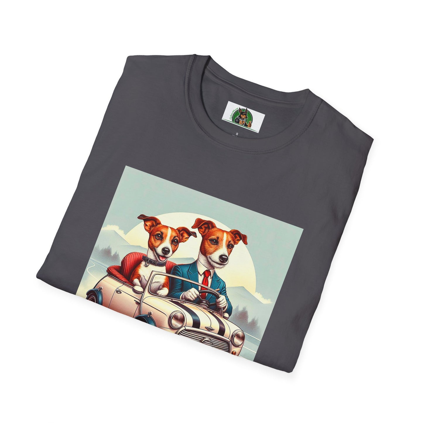 Wacky Jack Russell Husband And Wife In Car T-Shirt Printify