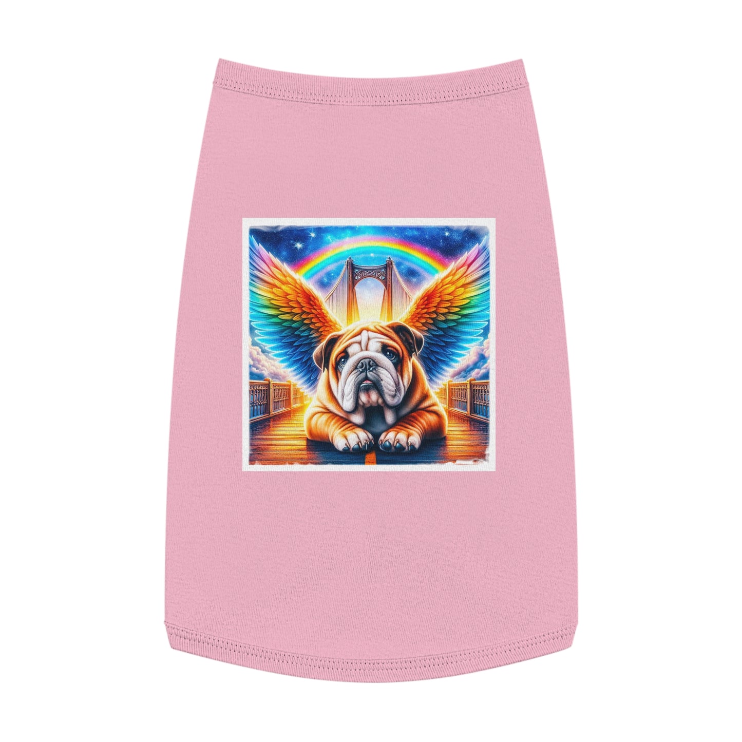 Pet Tank Top Bulldog rainbow bridge t shirt Pets Printify L Pink