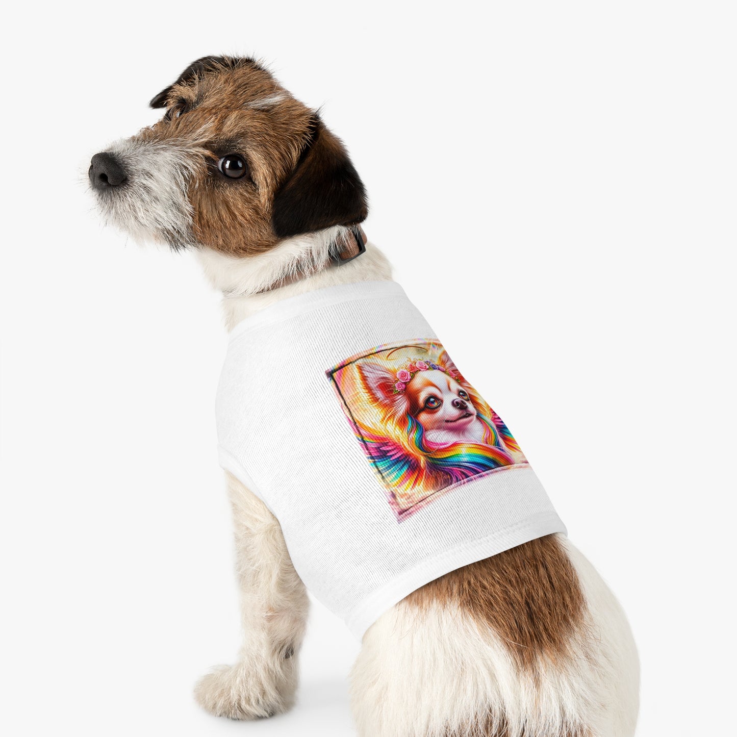 Pet Tank Top Chihuahua flower angel t shirt Pets Printify