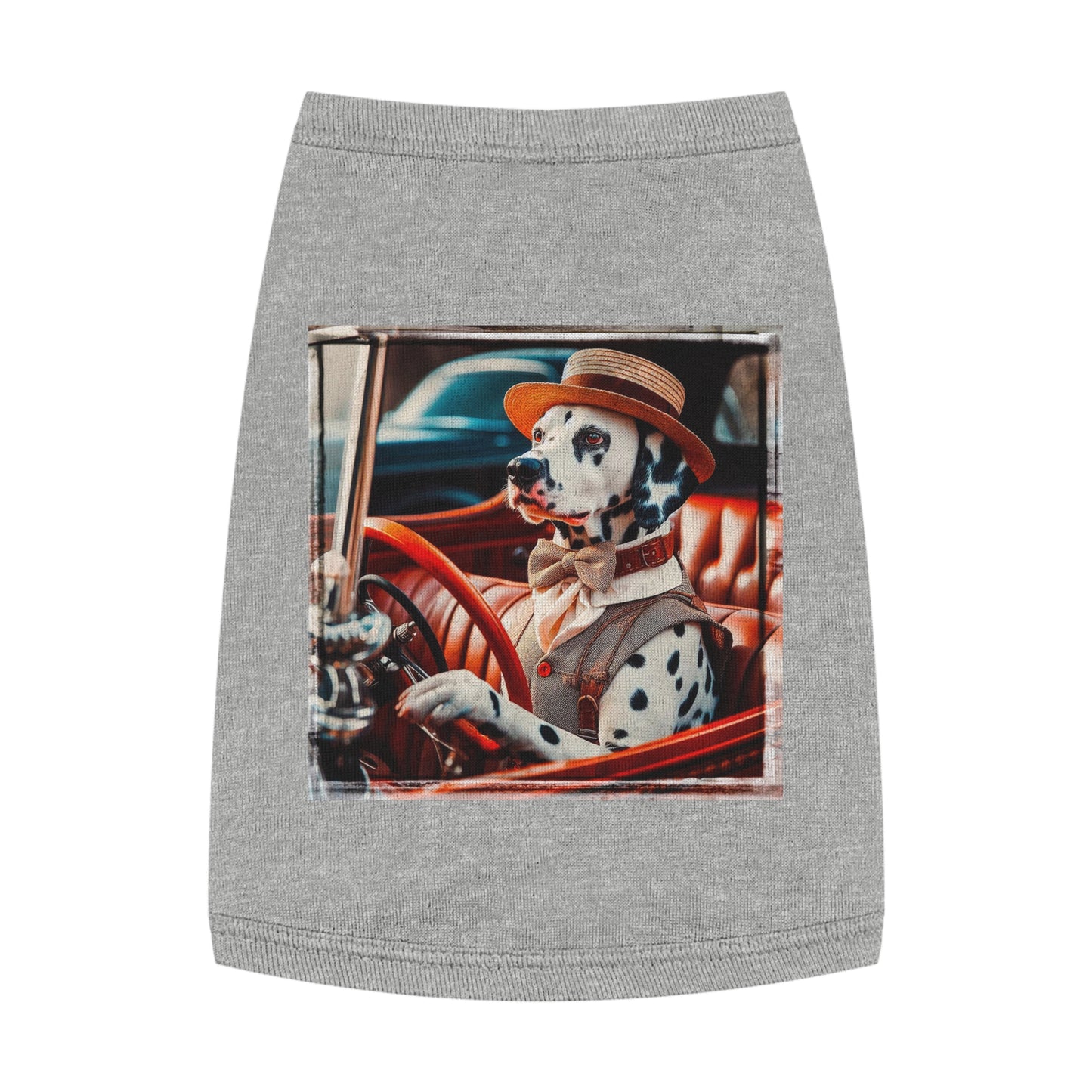 Pet Tank Top Dalmatian old time driving t shirt Pets Printify M Heather