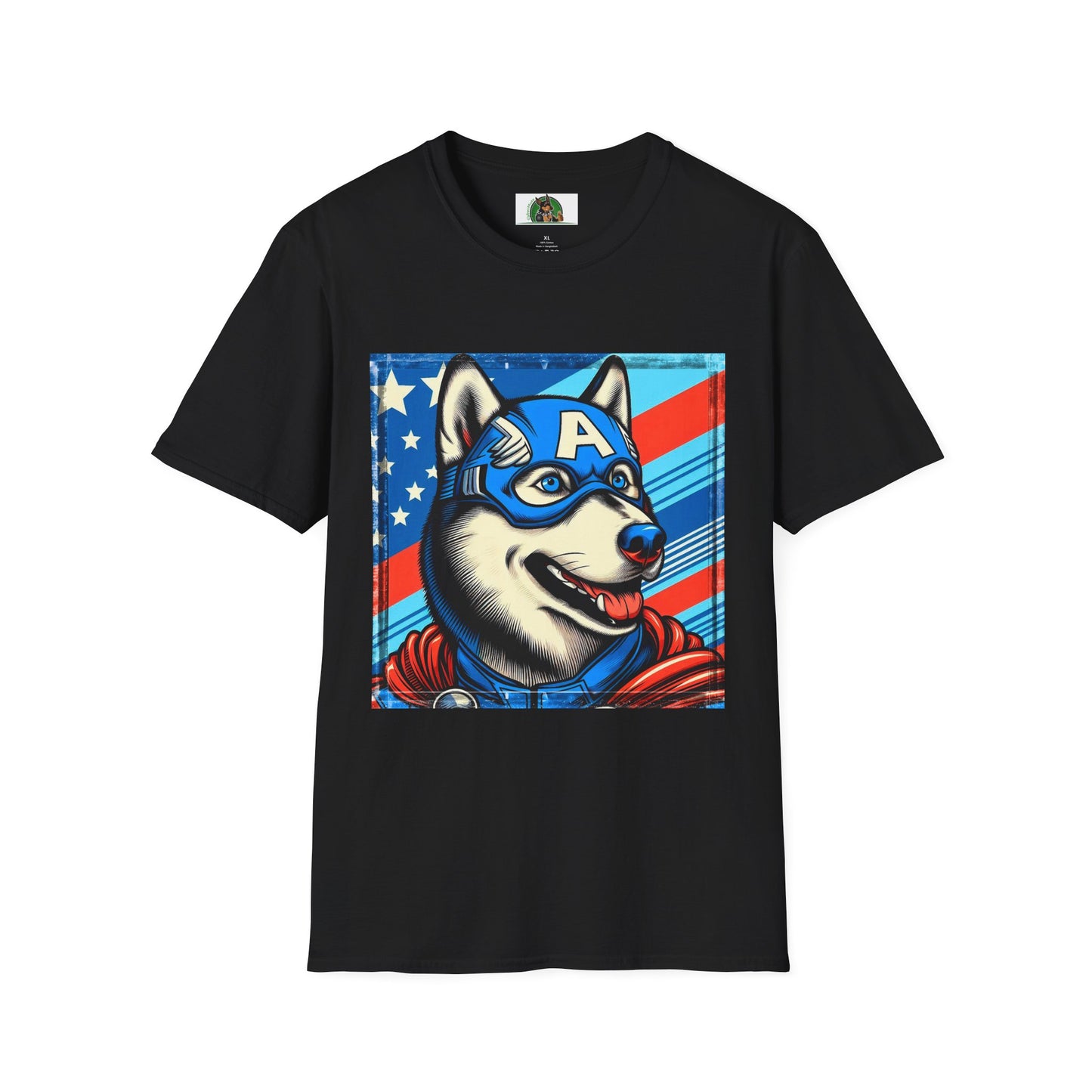 Husky super hero shirt T-Shirt Printify XS Black