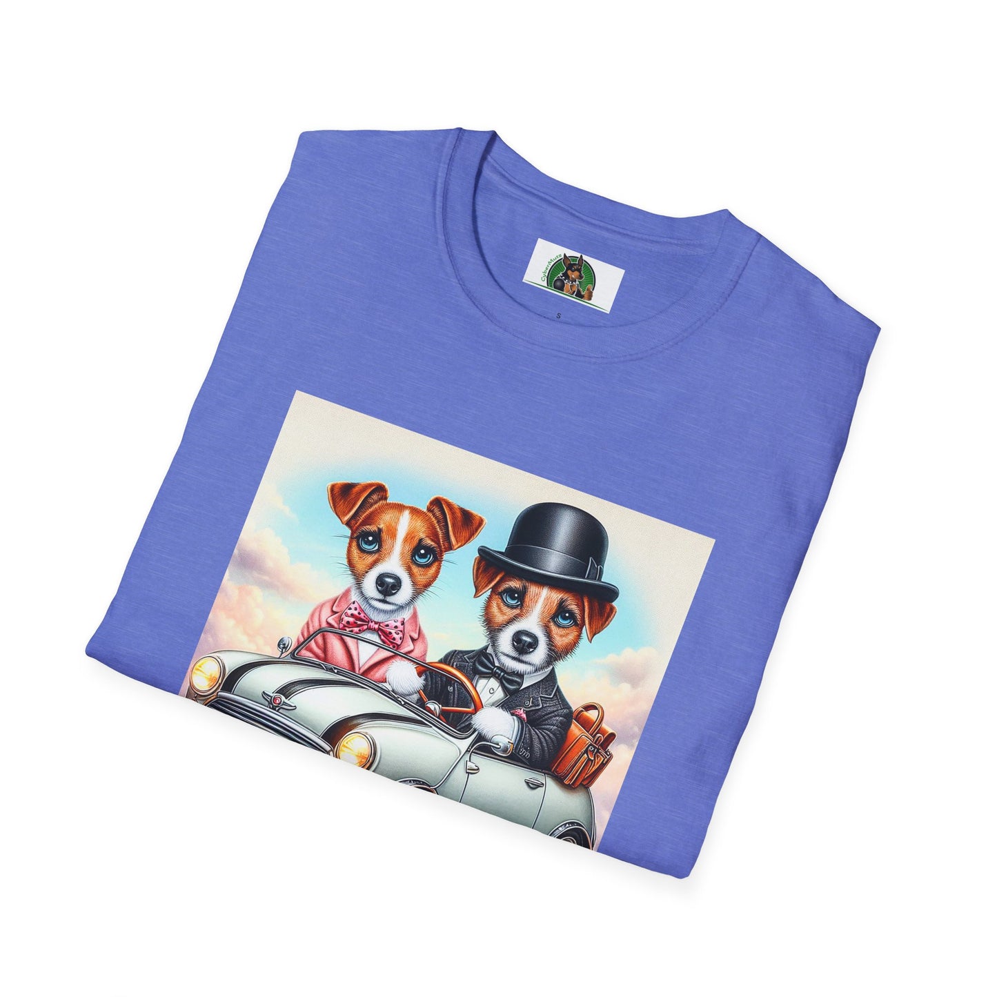 Wacky Jack Russell Top Hat Couple T-Shirt - Quirky Dog Art | CyberMutz
