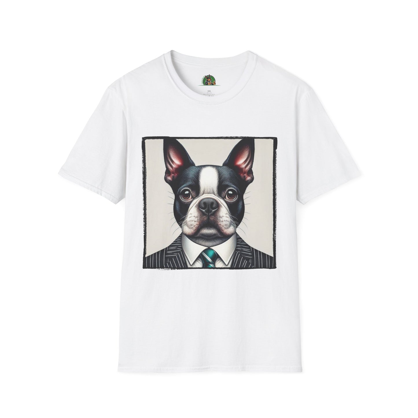 Boston Terrier In Suit Shirt T-Shirt Printify XS White