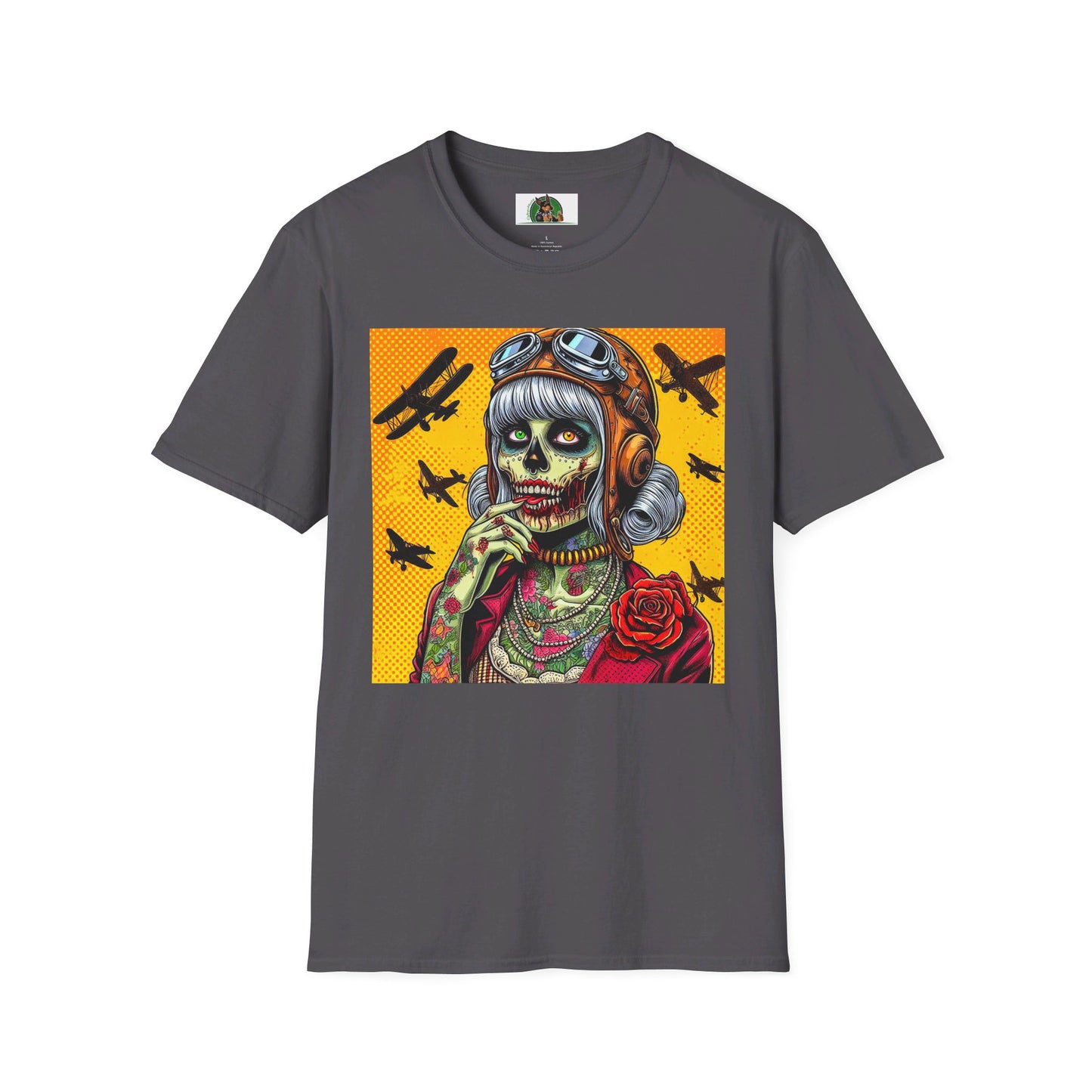 Zombie Girl T-Shirt Printify Charcoal S