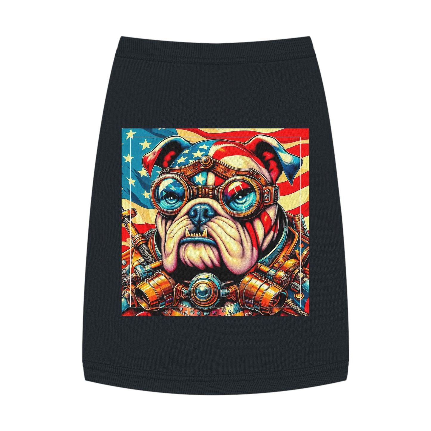 Pet Tank Top Bulldog American steampunk t shirt Pets Printify M Black
