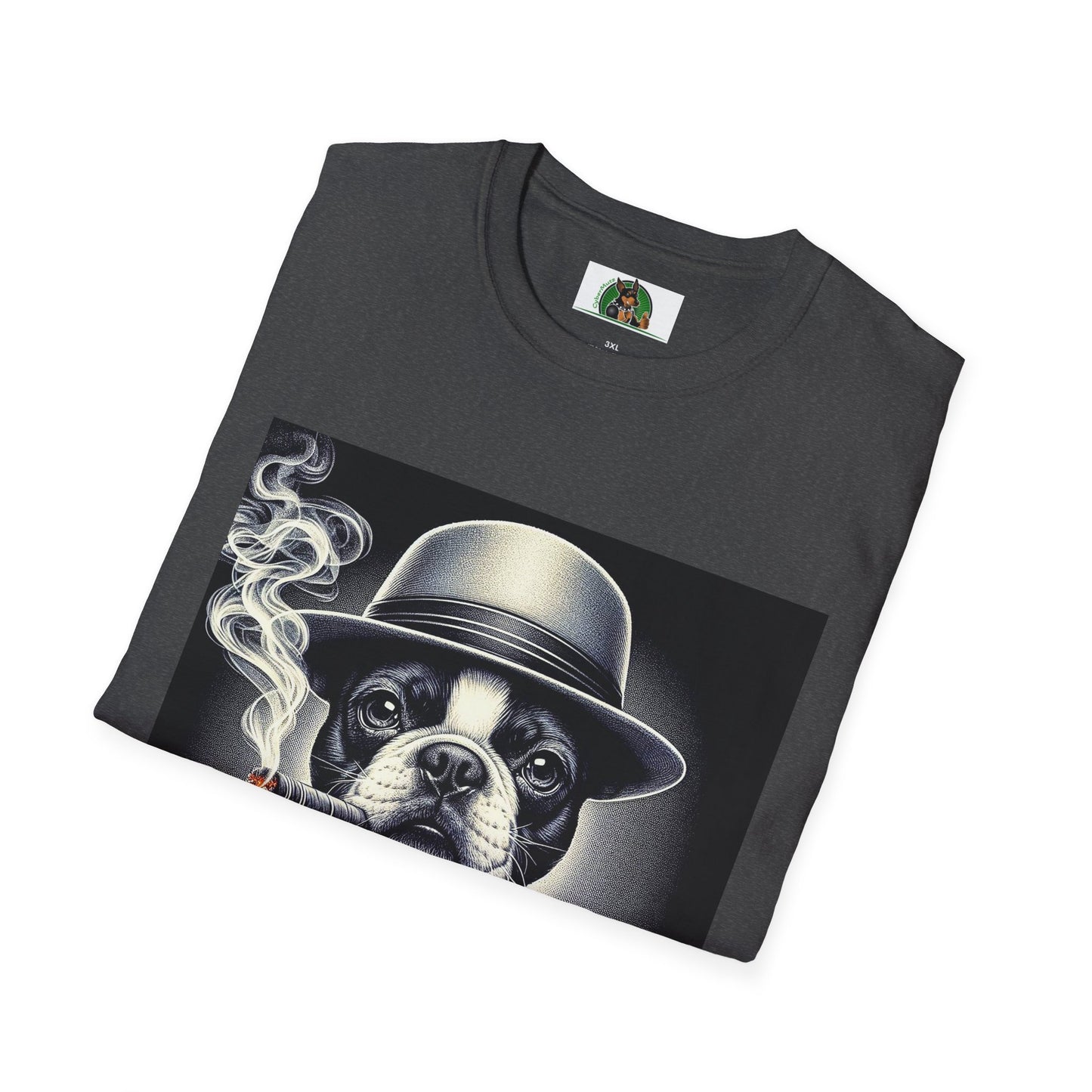 Boston Terrier Male Dog Smoking Cigar Drinking Whiskey T-Shirt Printify