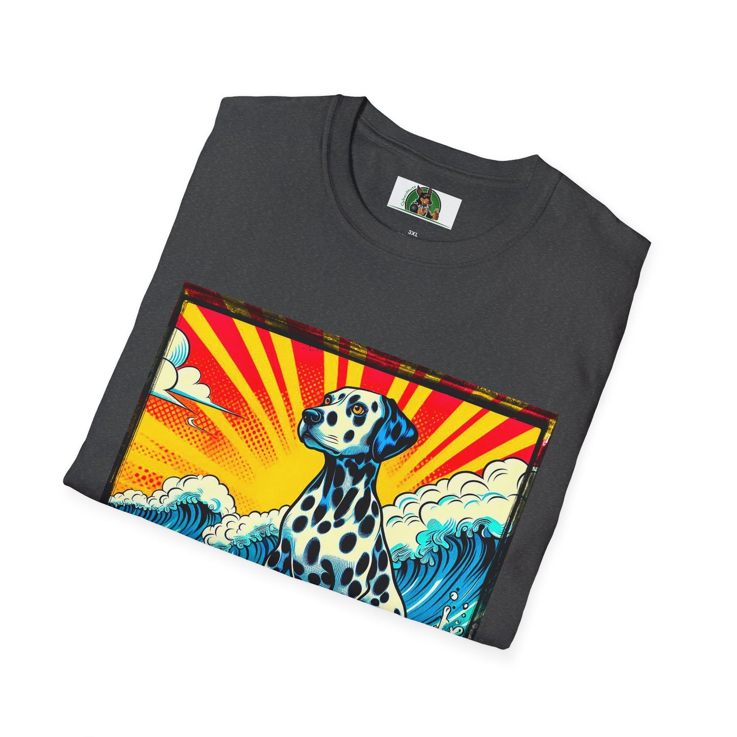 Dalmatian colorful surfing t shirt T-Shirt Printify