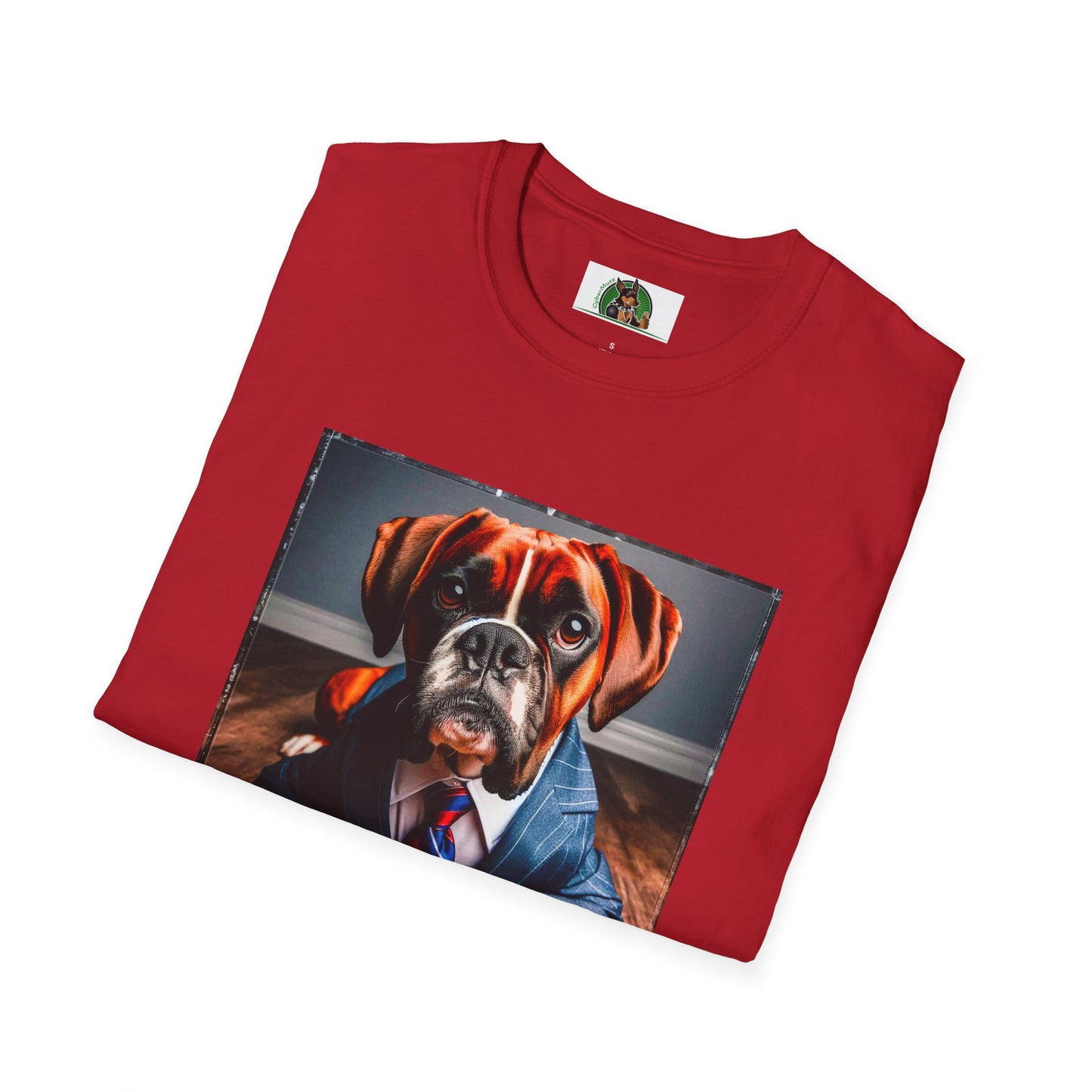 Boxer Dog Wearing Suit TShirt T-Shirt Printify