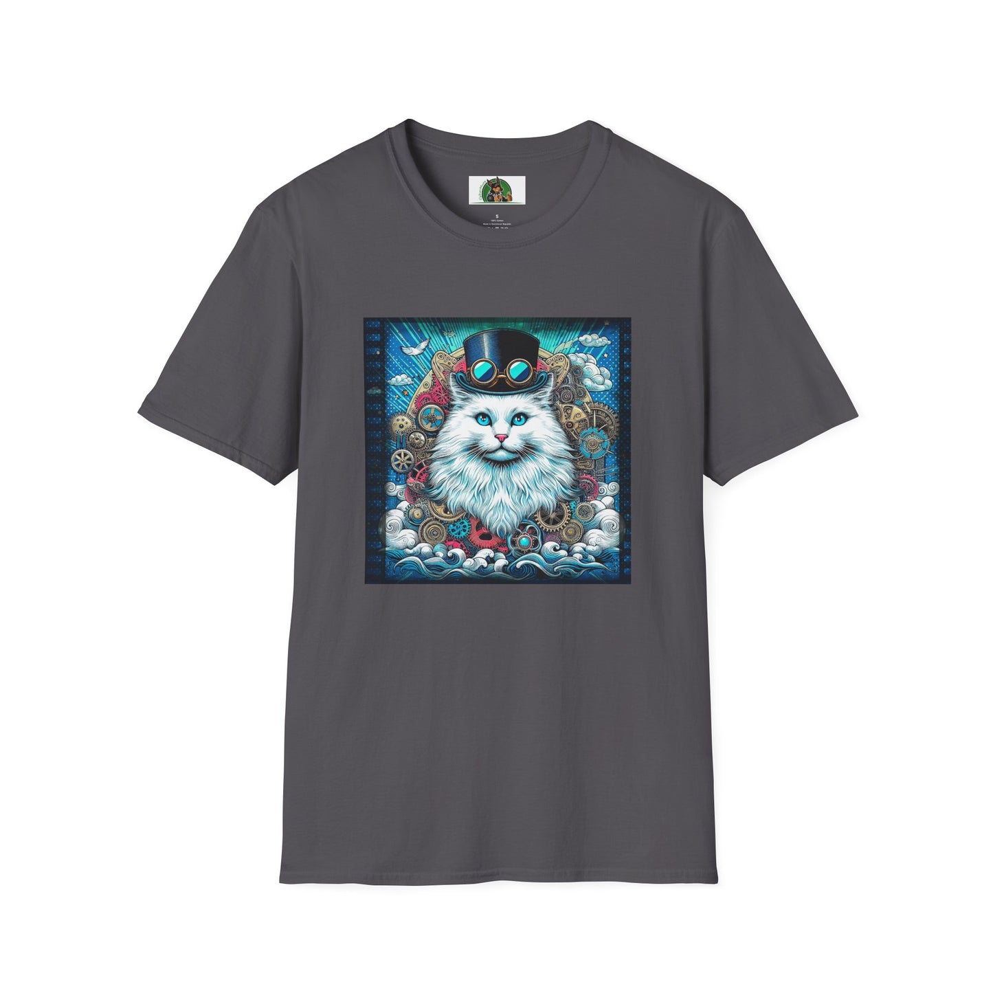 Siberian cat steam punk shirt T-Shirt Printify S Charcoal