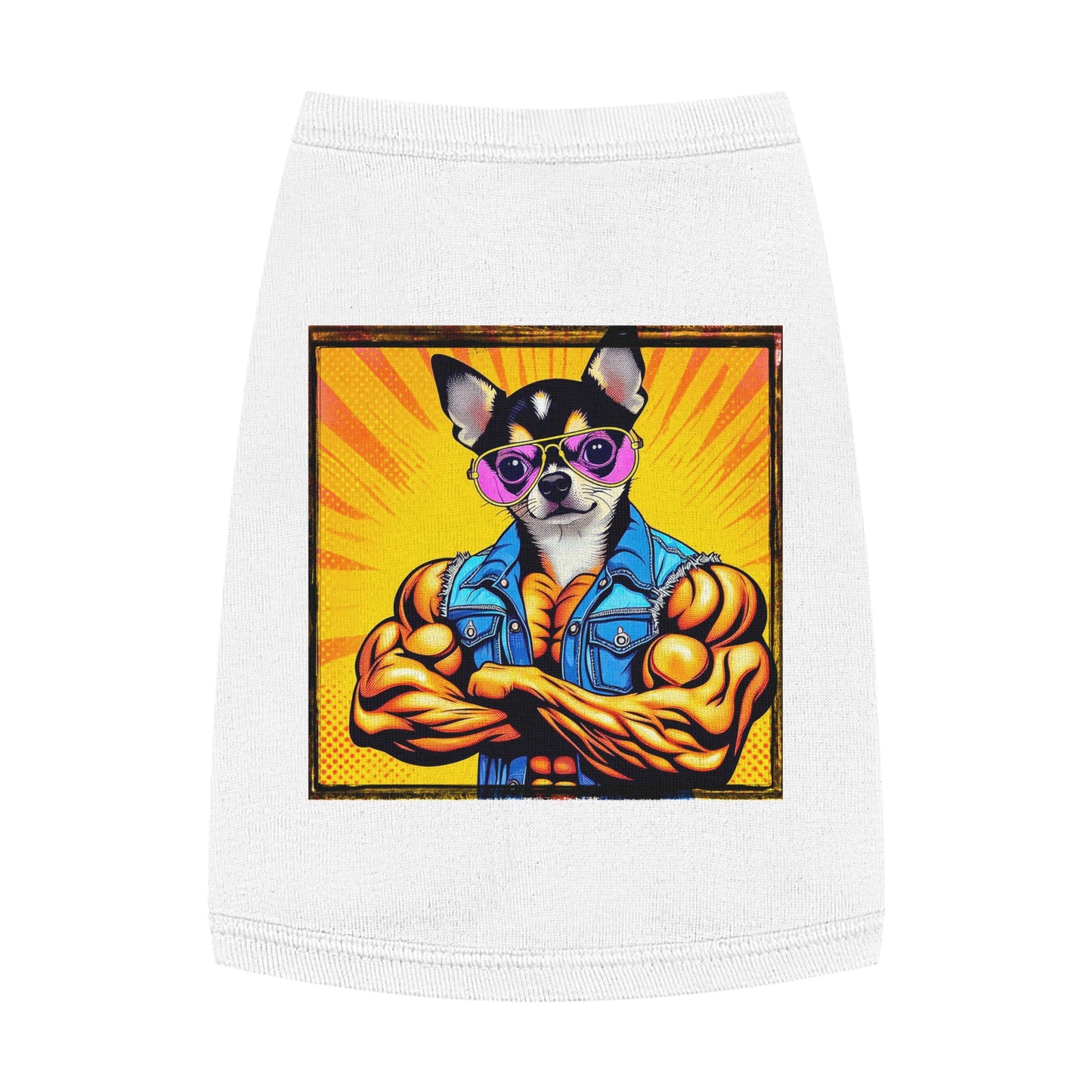 Pet Tank Top Chihuahua golden muscles t shirt Pets Printify