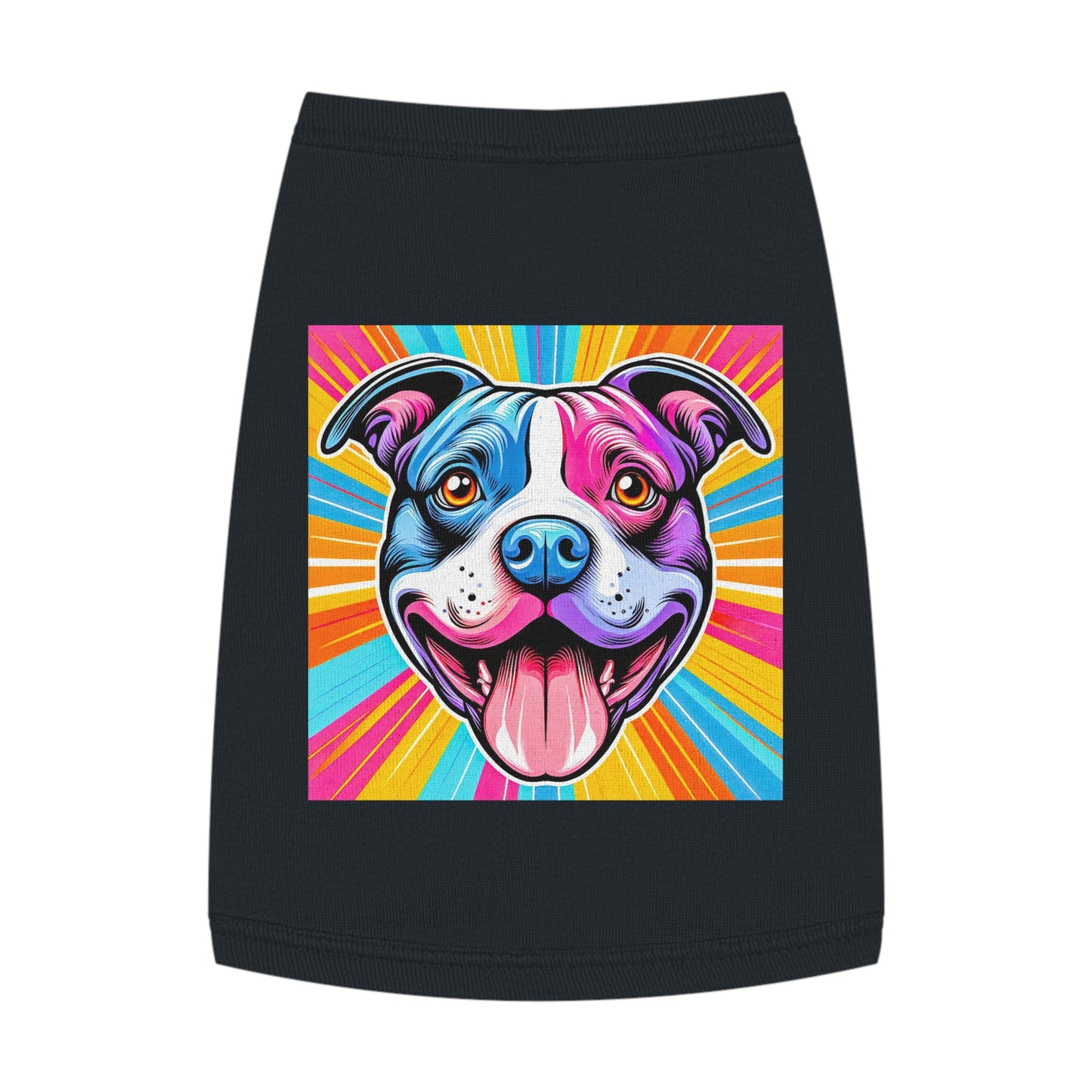 Pet Tank Top Pit Bull pink and blue shirt Pets Printify M Black