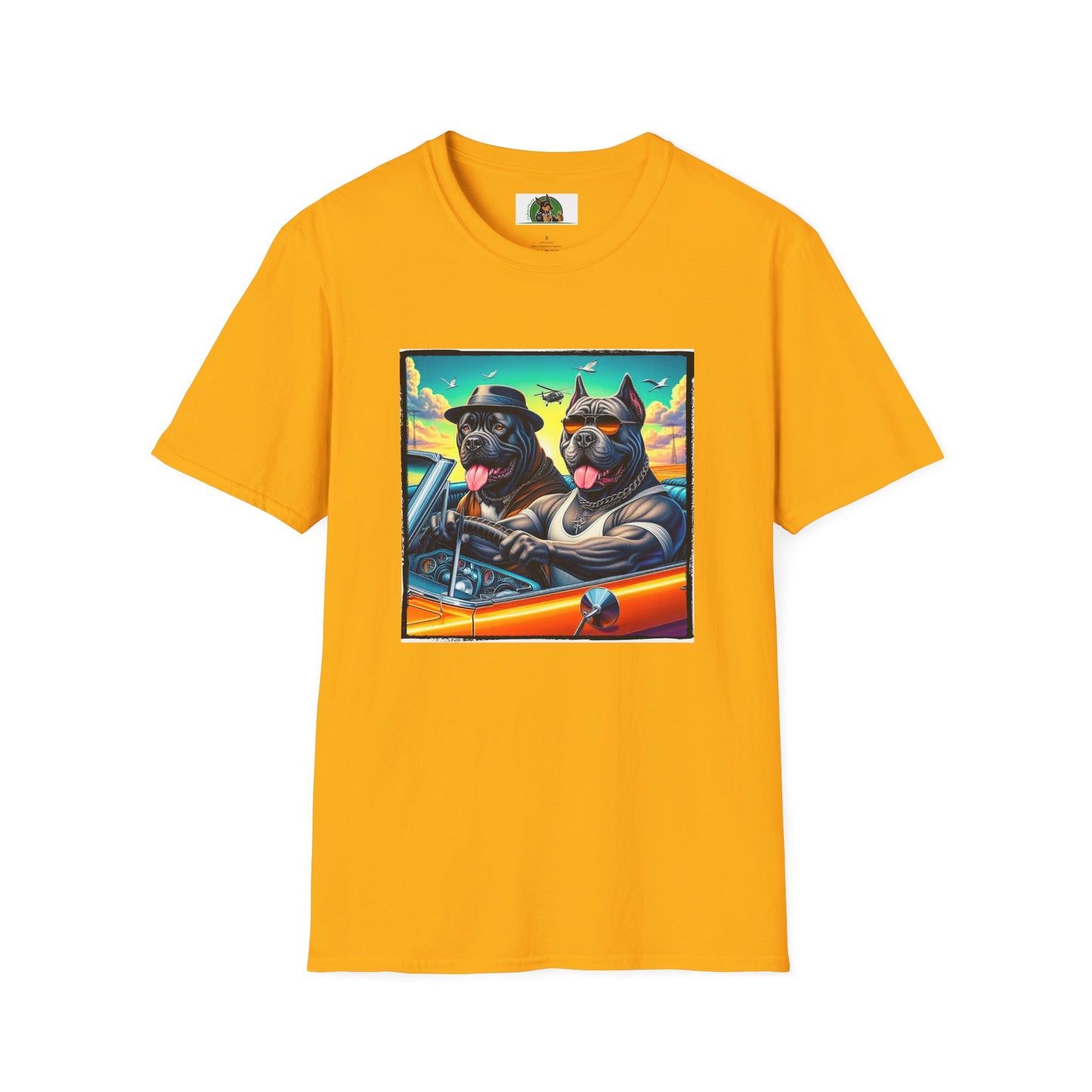 Cane Corso Dogs In Car TShirt T-Shirt Printify S Gold