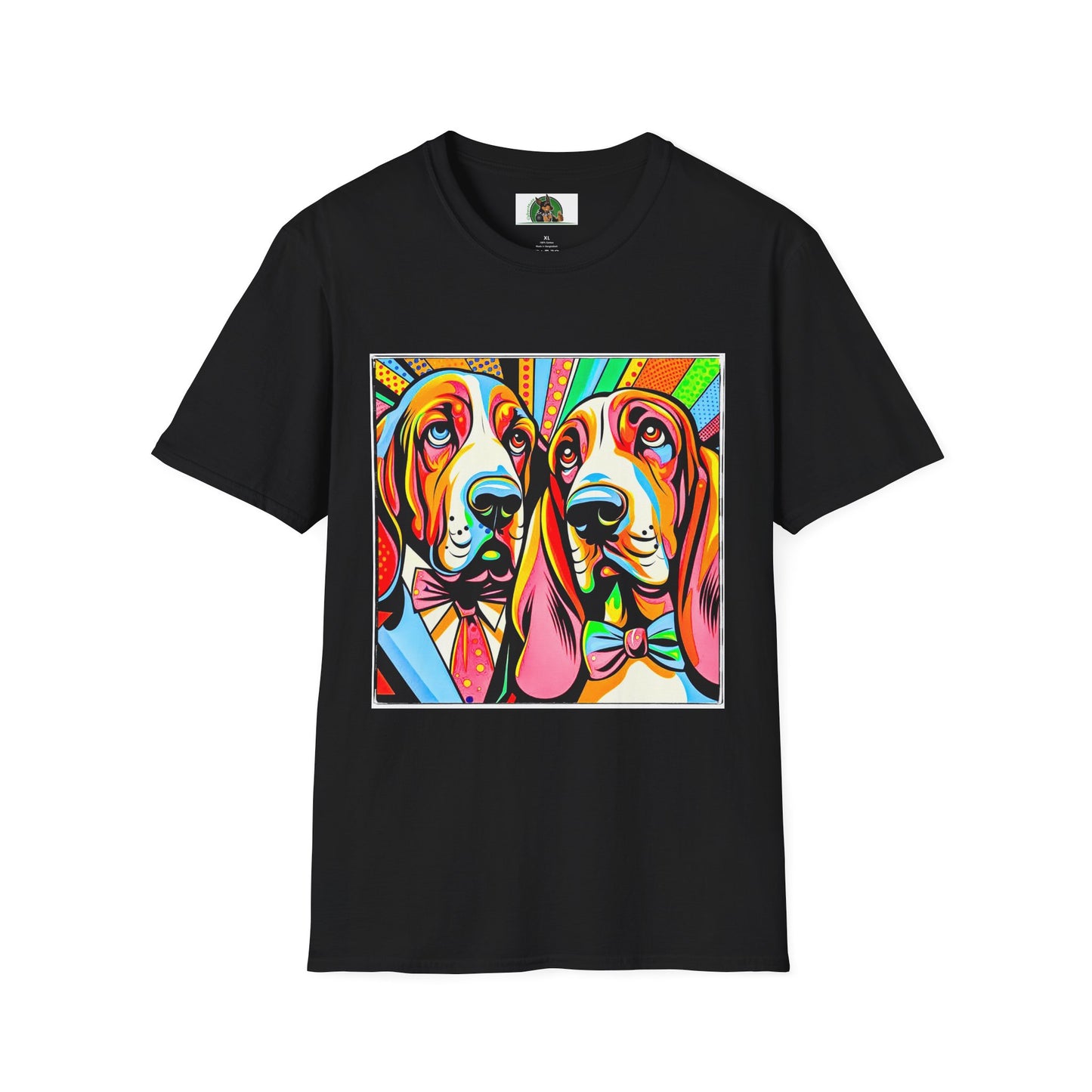 Basset Hound Boys Pop Art Pic T-Shirt Printify XS Black