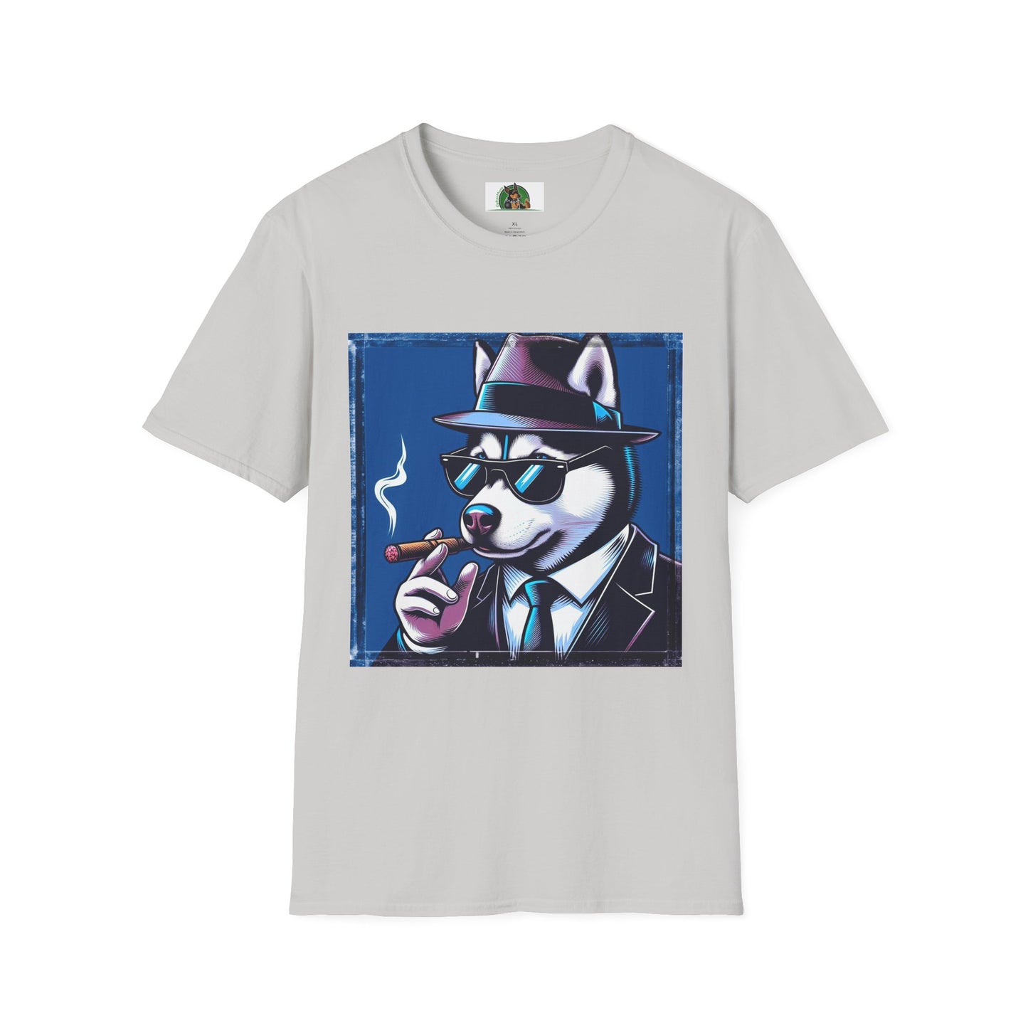 Husky smoking guy T-Shirt Printify S Ice Grey