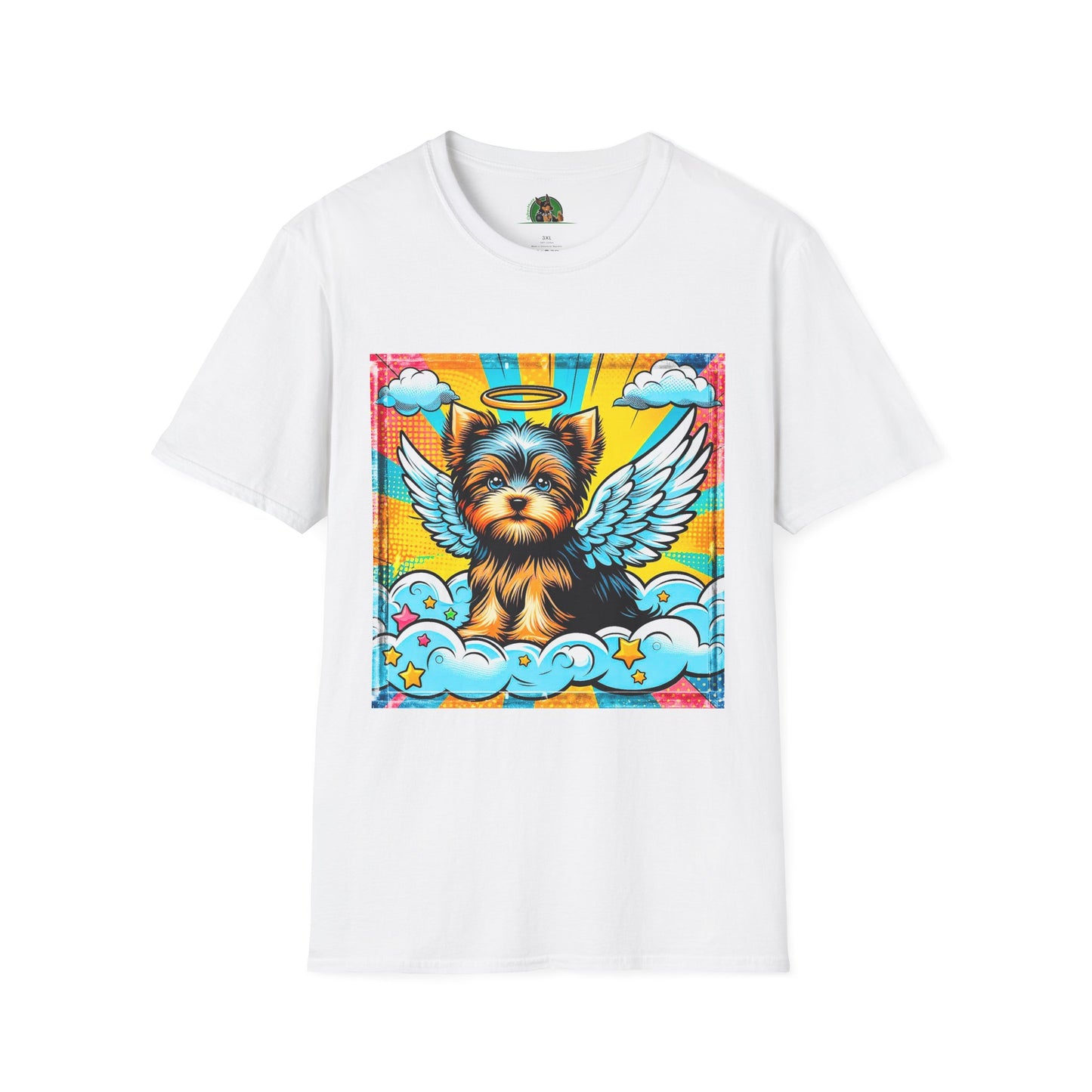Yorkie pop art clouds shirt T-Shirt Printify XS White