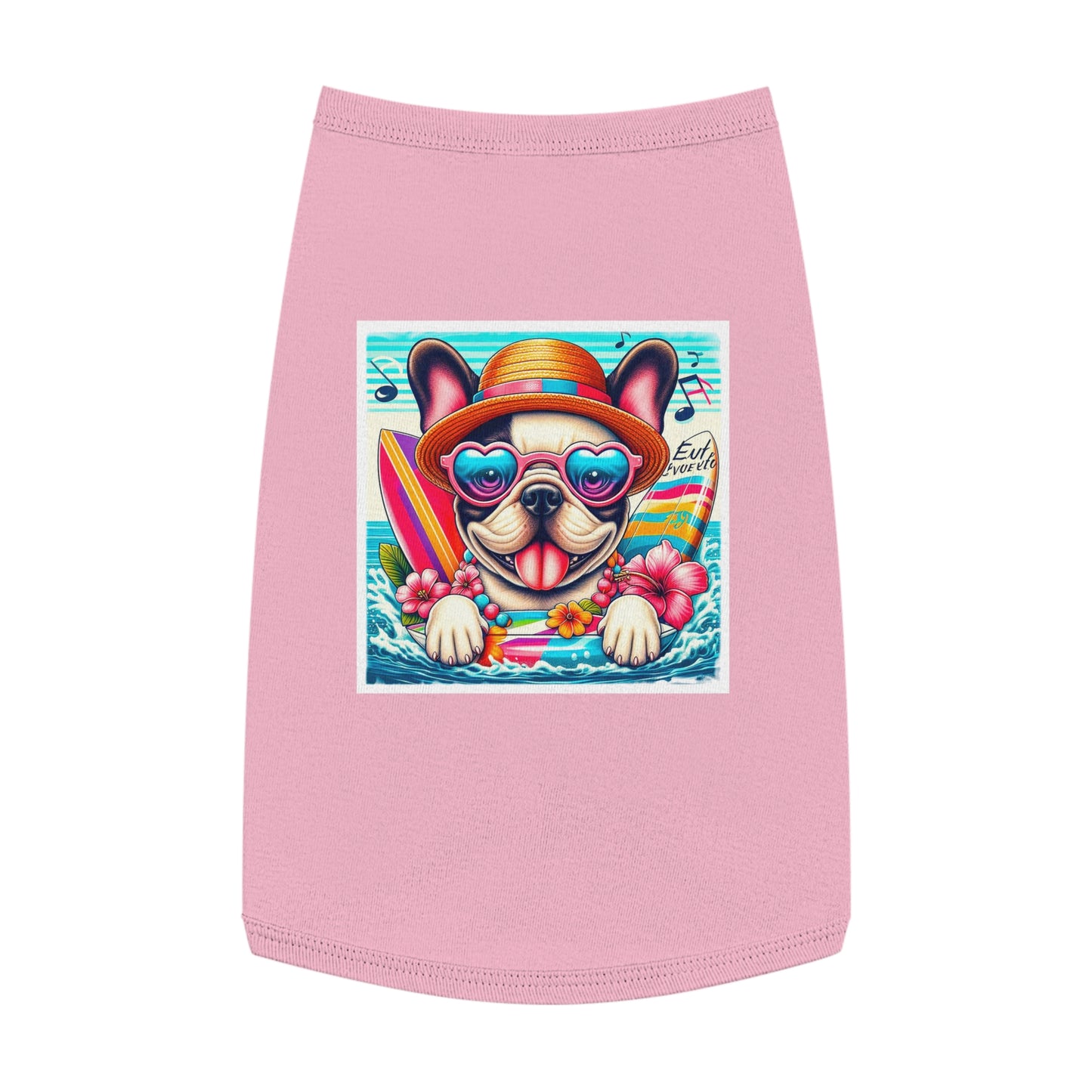 Pet Tank Top French Bulldog colorful surfing t shirt Pets Printify L Pink