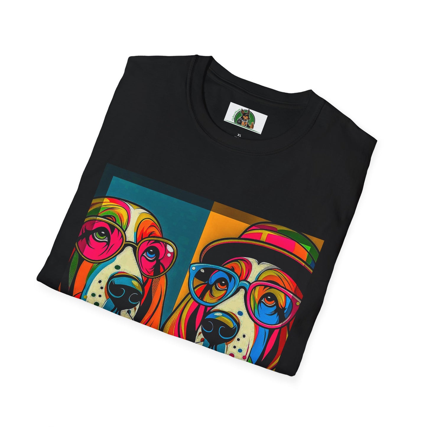 Basset Hound Couple Pop Art Pic T-Shirt Printify