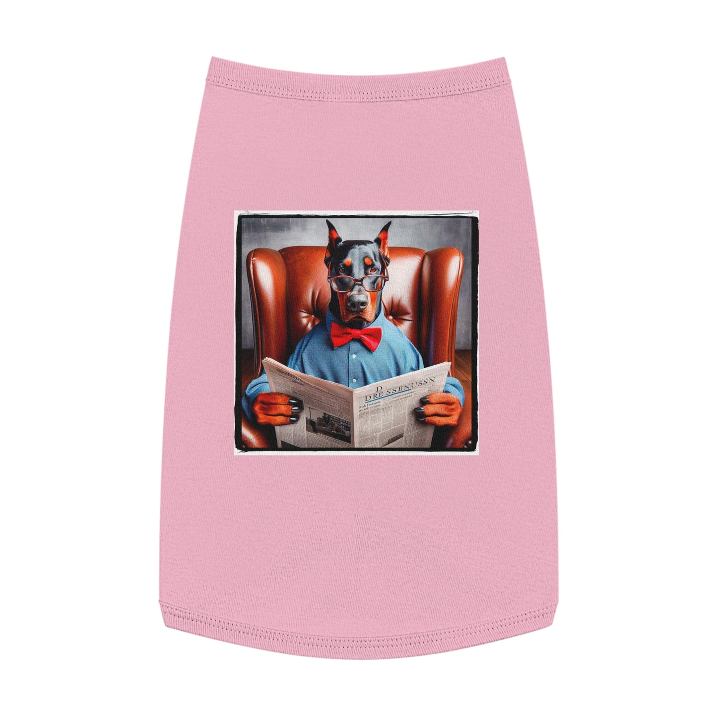 Pet Tank Top Doberman paper reading Pets Printify L Pink