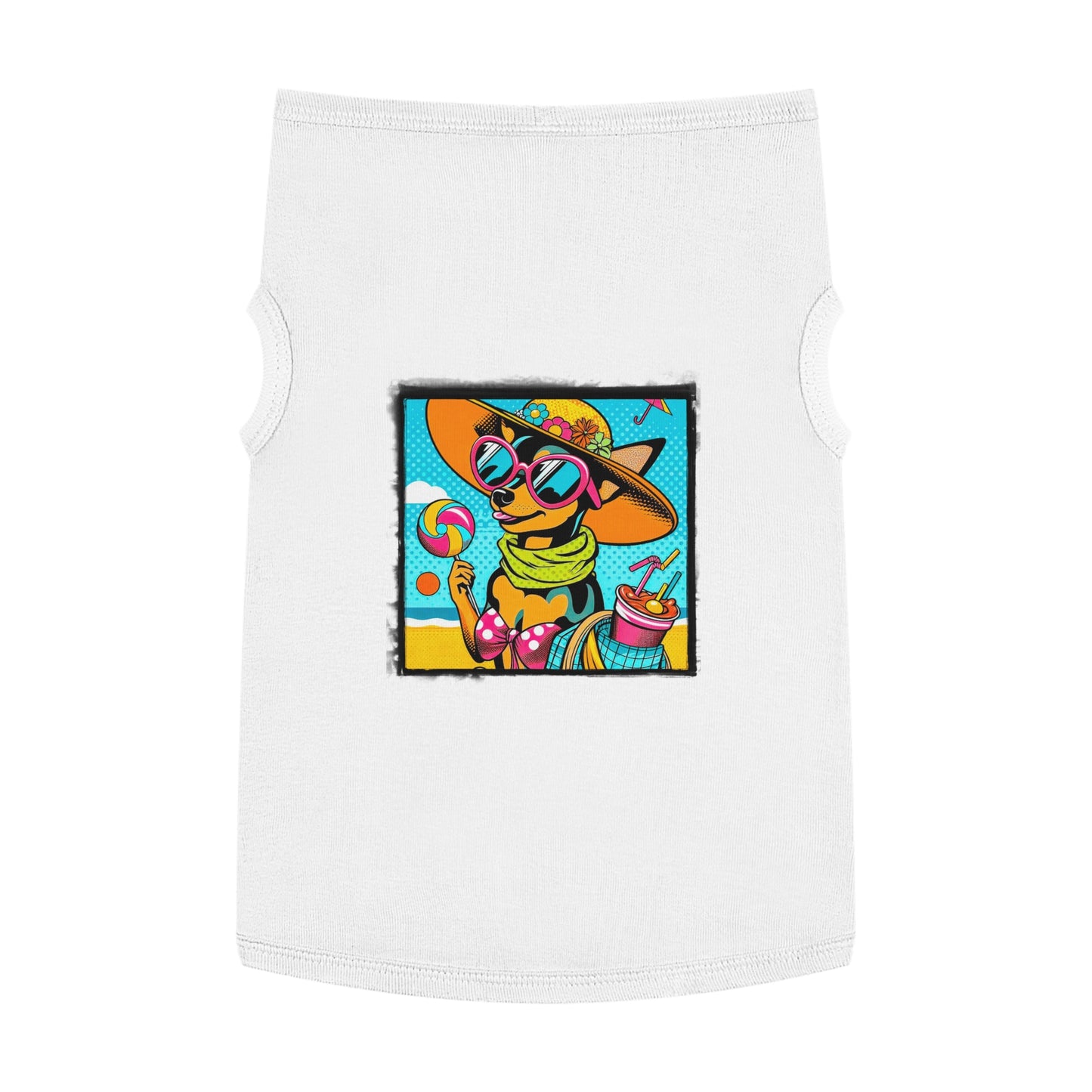 Min Pin Tank Tops beach babe Pets Printify XL White