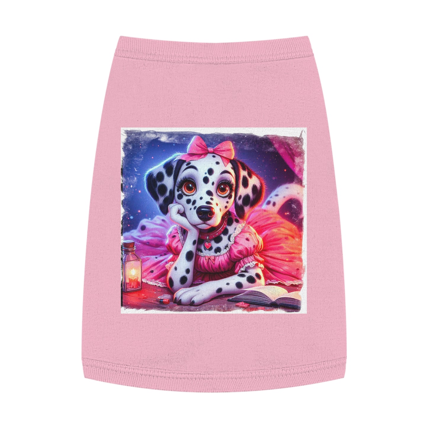 Pet Tank Top Dalmatian pretty in pink t shirt Pets Printify M Pink