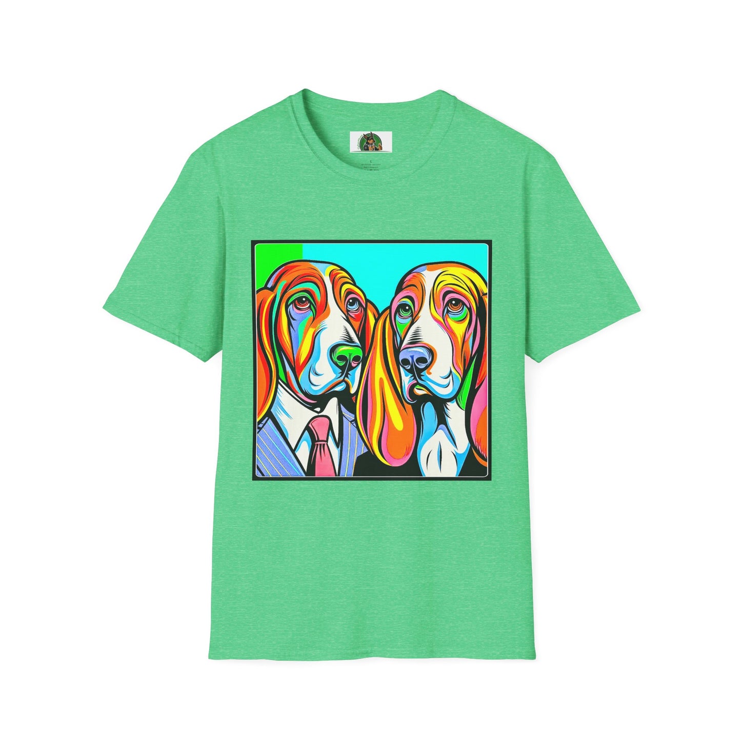 Basset Hound Couple Profile Pic T-Shirt Printify S Heather Irish Green