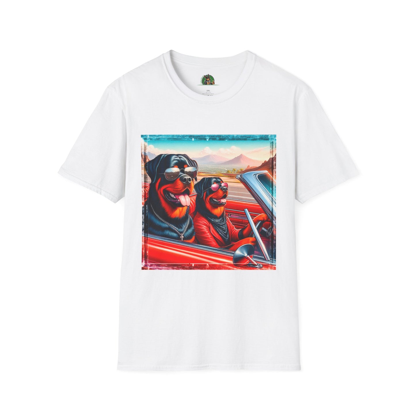 Wacky Rottweiler driving friends shirt T-Shirt Printify XS White