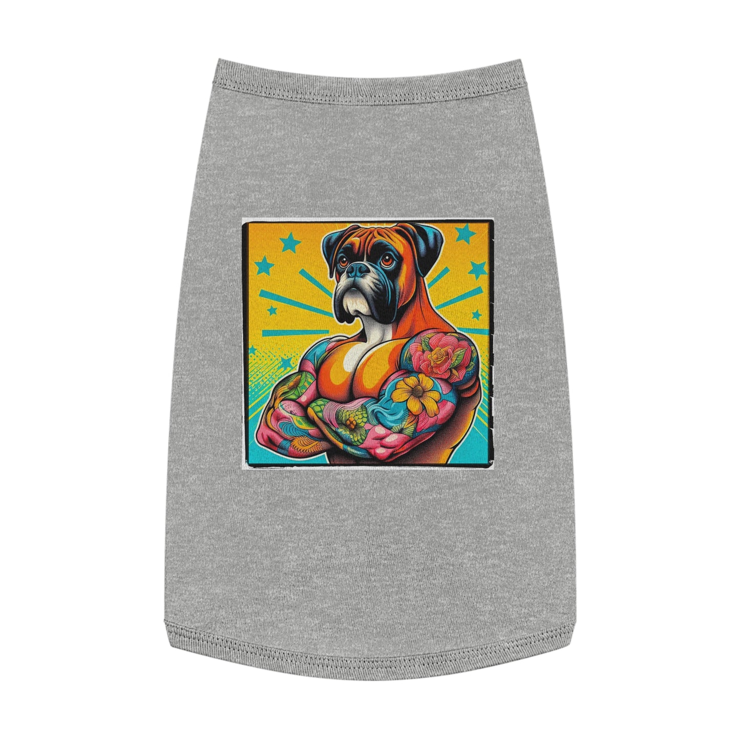 Pet Tank Top Boxer Tattooed Dog Pets Printify L Heather