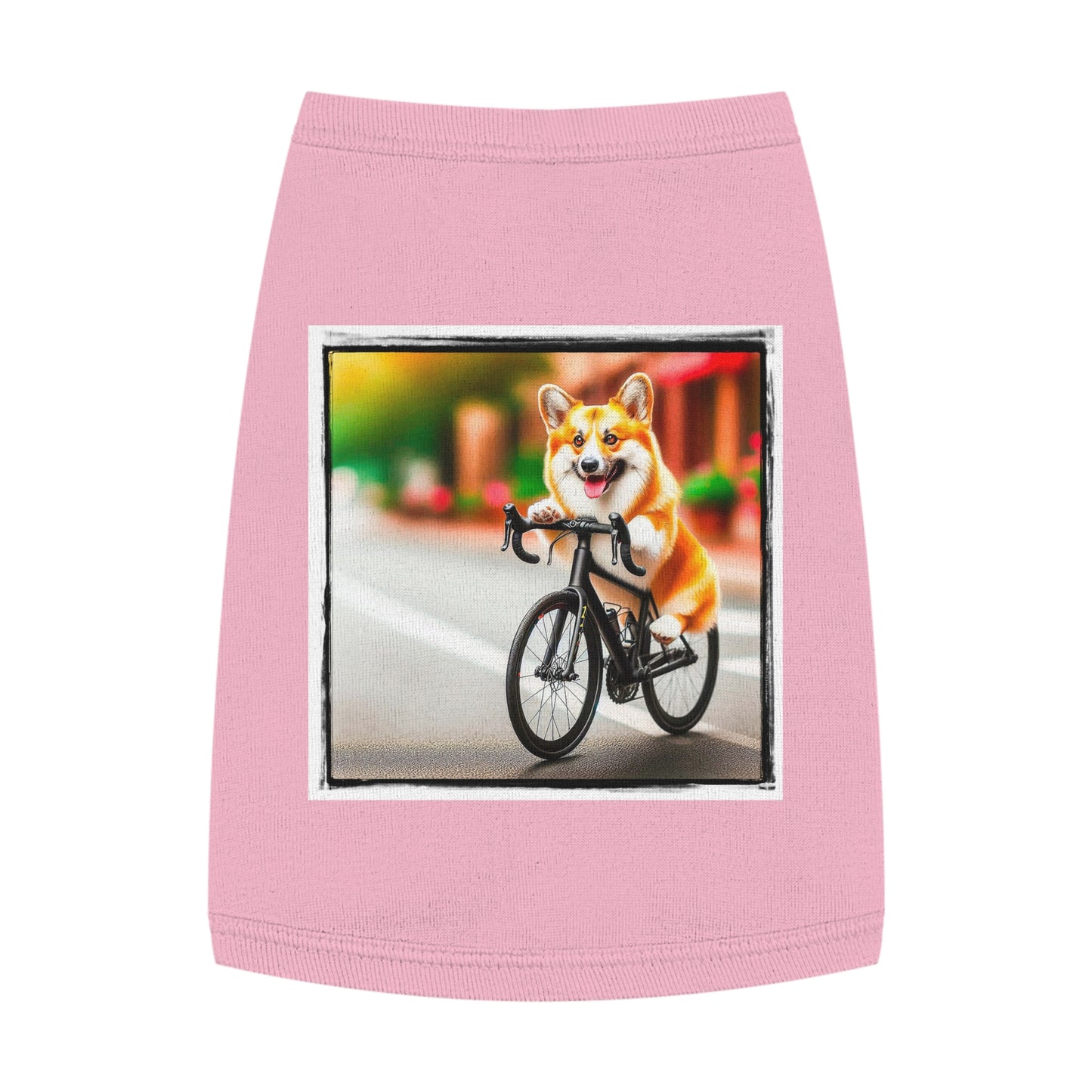 Pet Tank Top Pembroke Welsh Corgi bike riding Pets Printify M Pink